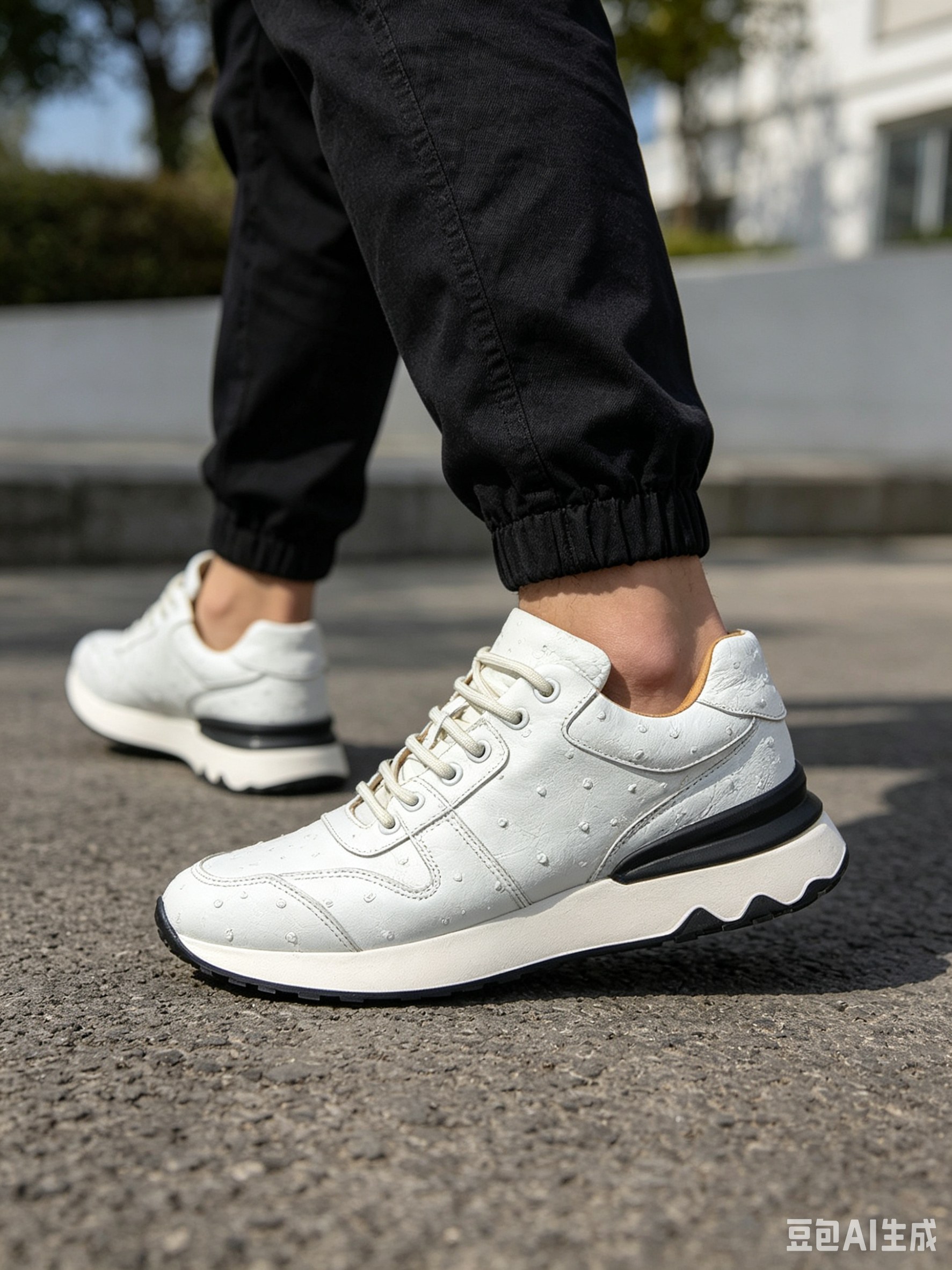 Ostrich Leather Studded Retro Running Shoes F063