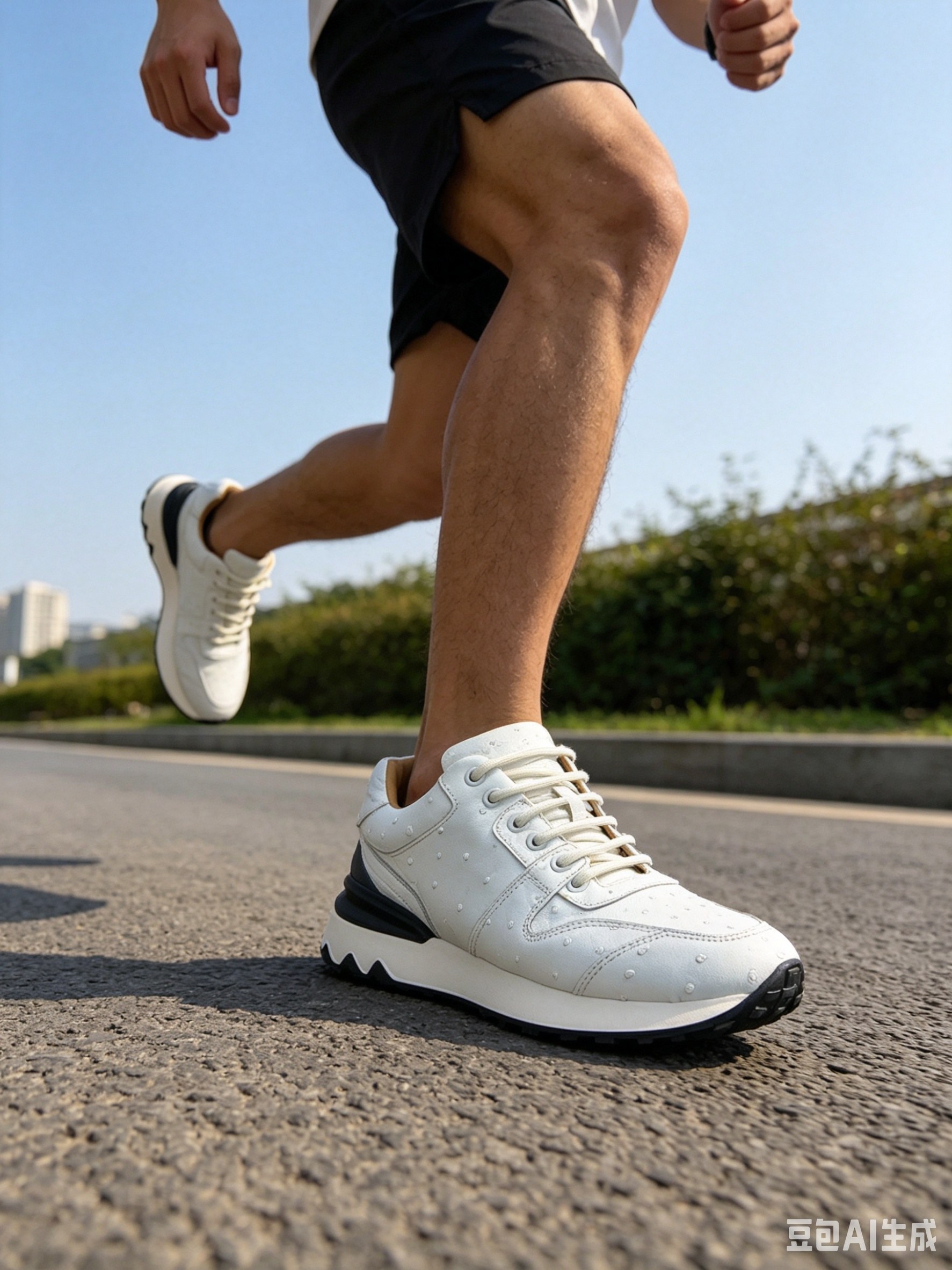 Ostrich Leather Studded Retro Running Shoes F063 photo 4