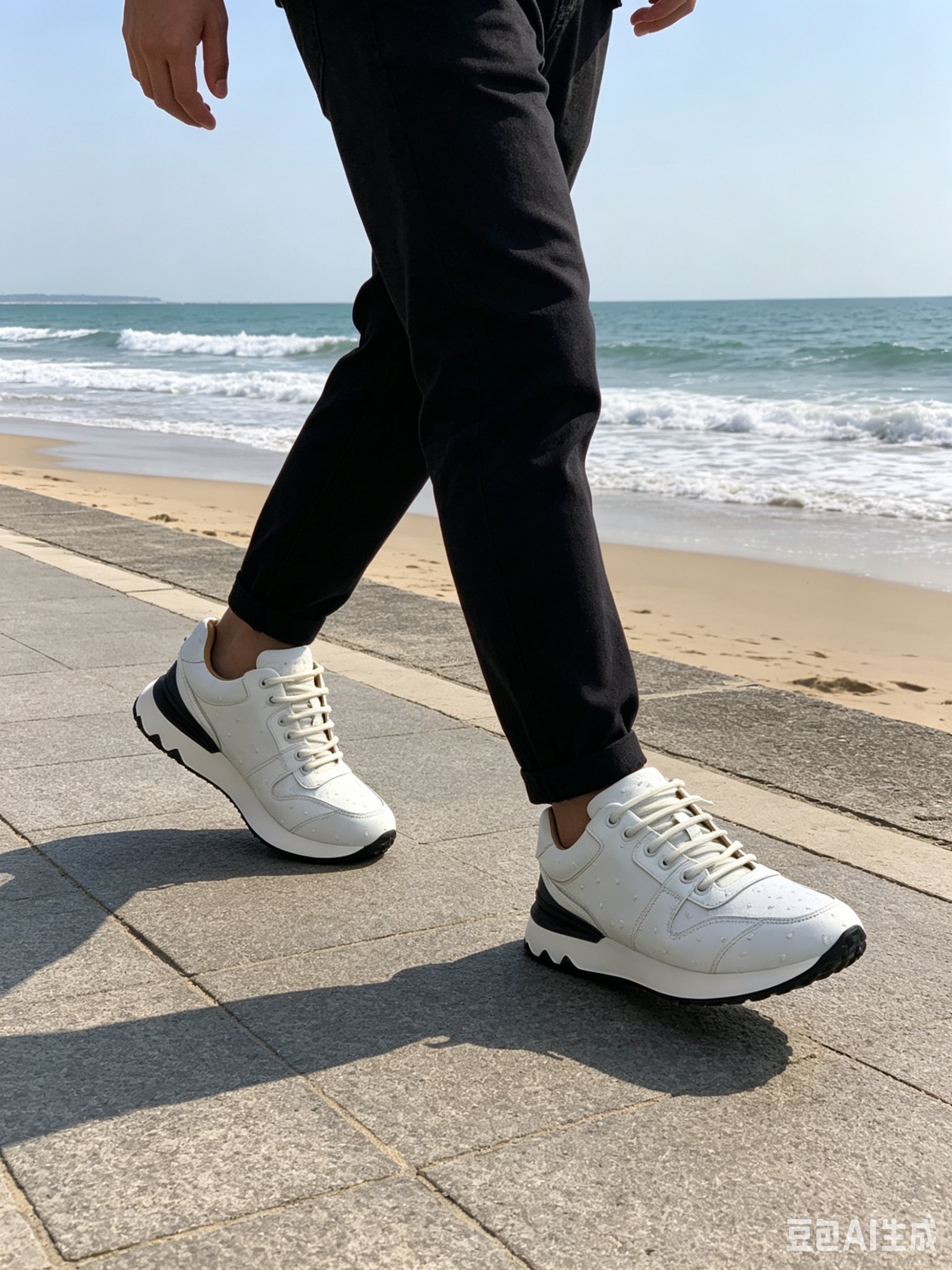 Ostrich Leather Studded Retro Running Shoes F063 photo 6