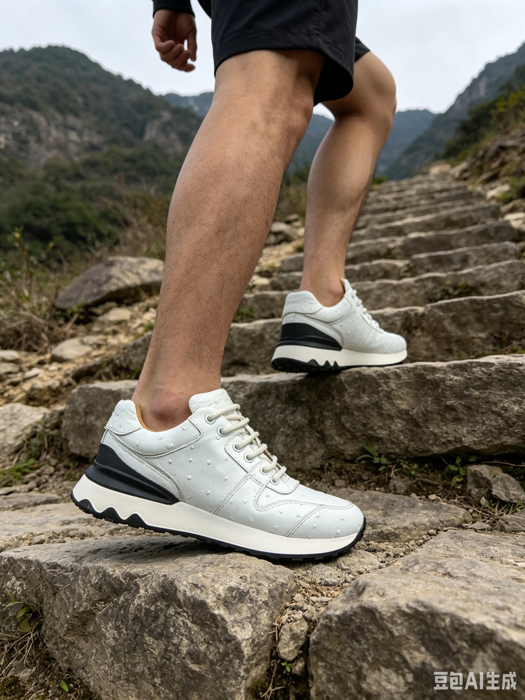 Ostrich Leather Studded Retro Running Shoes F063 photo 7