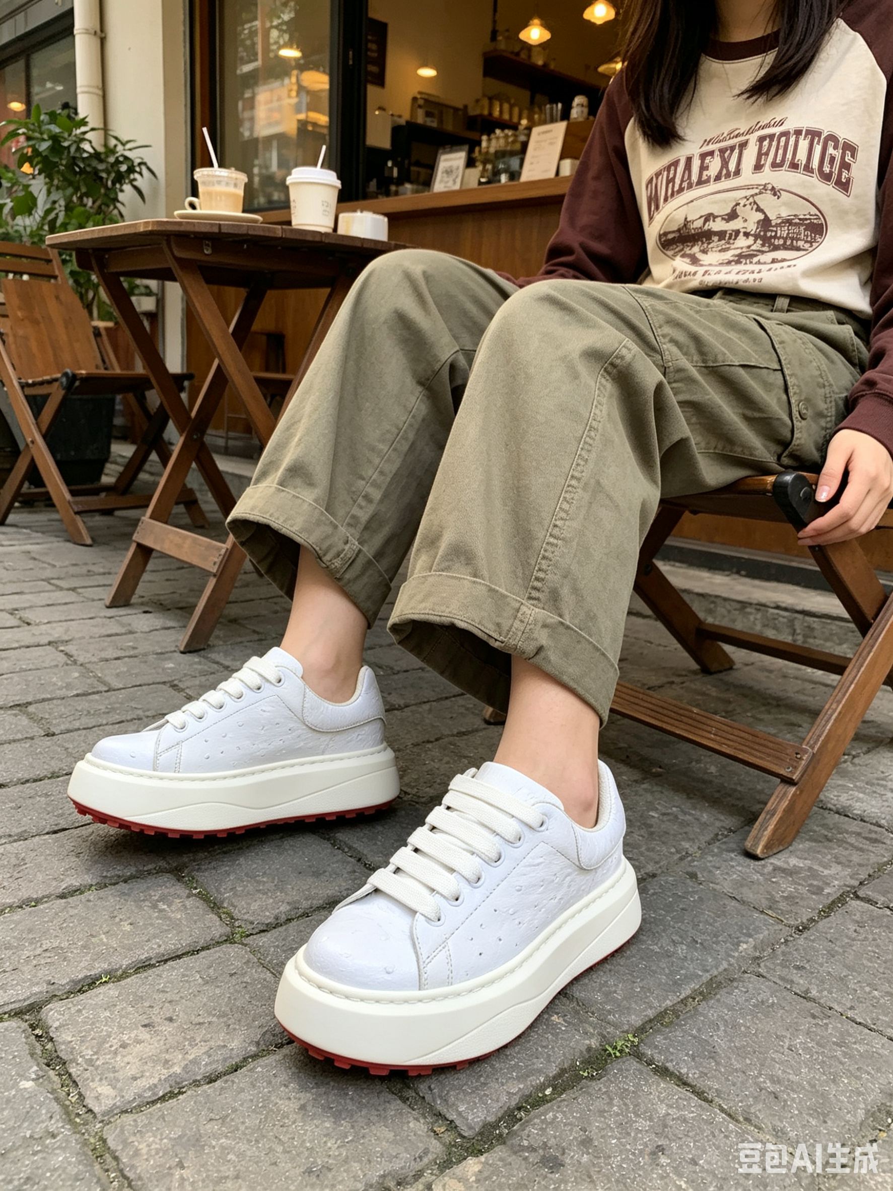 Ostrich Leather White Low-Top Sneakers F064 photo 5