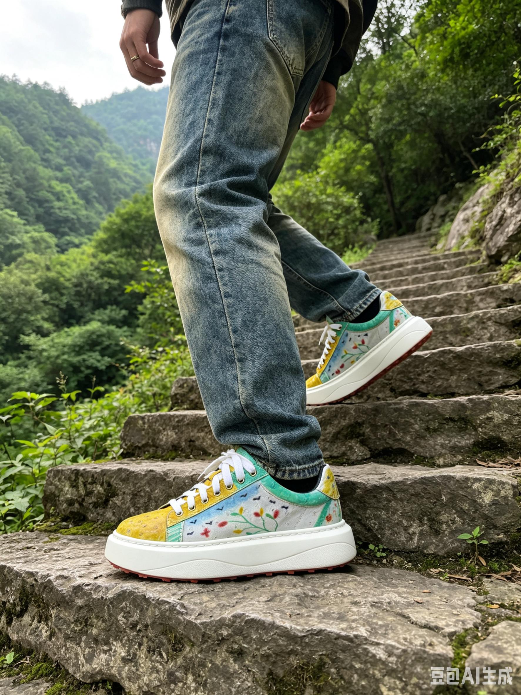 Ostrich Leather Graffiti Casual Shoes F069 photo 3
