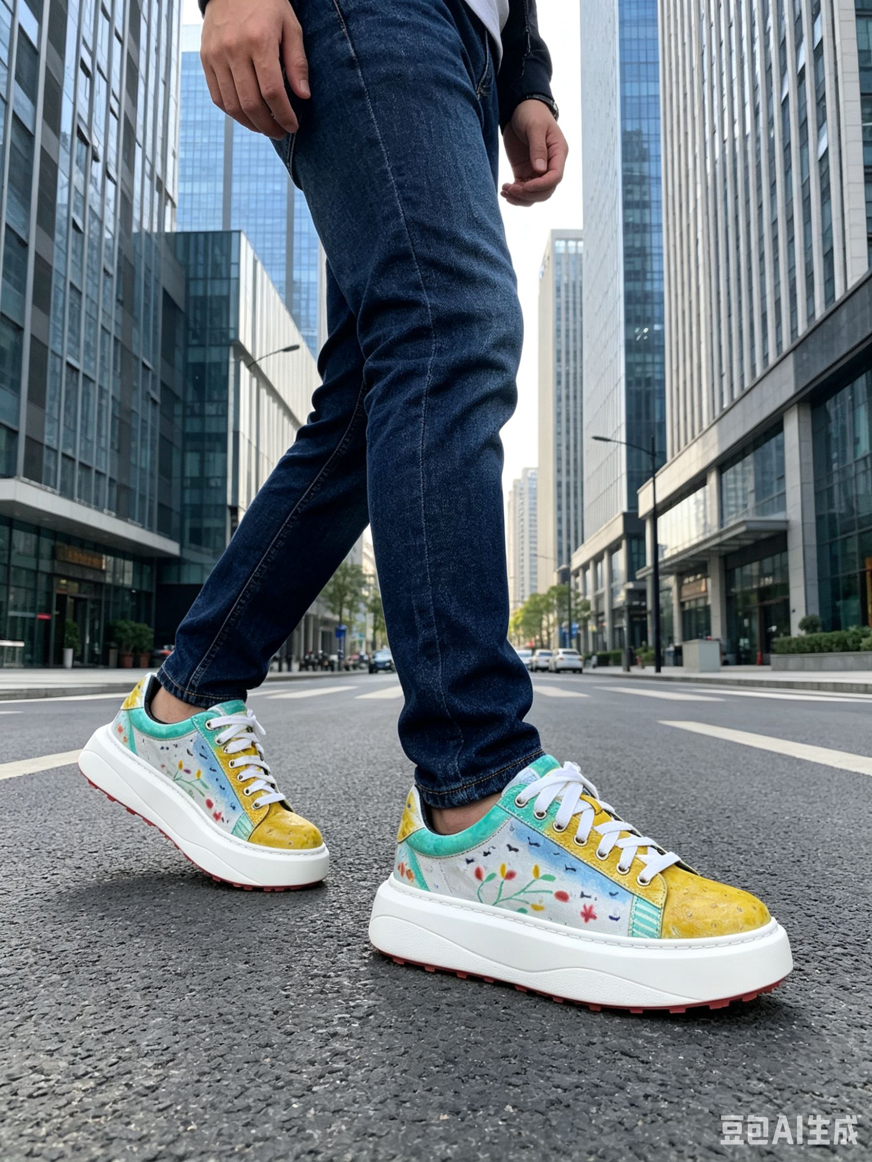 Ostrich Leather Graffiti Casual Shoes F069 photo 4