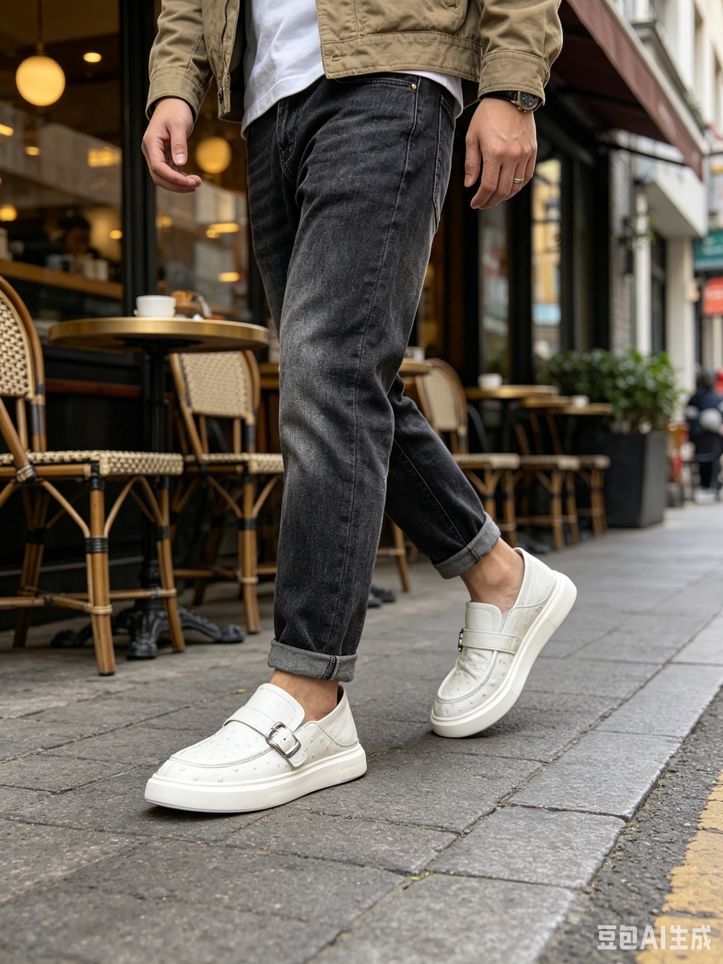 Custom Leather Convertible Heel Slip-On Sneakers F070