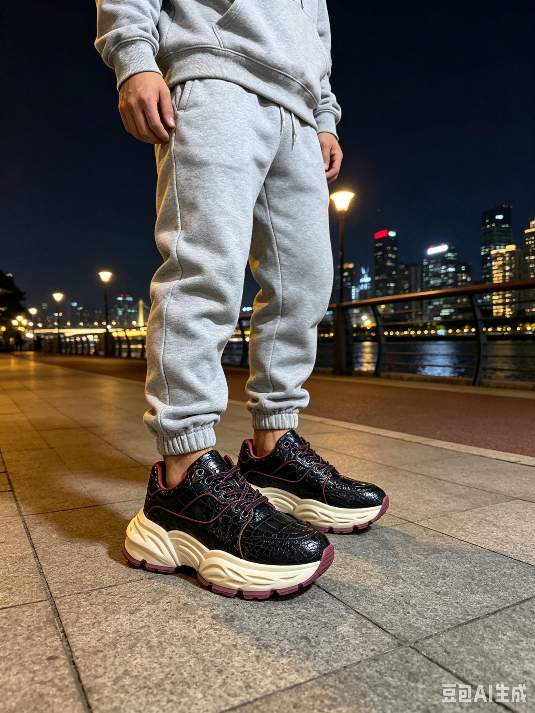 Crocodile Leather Chunky Sneakers F071
