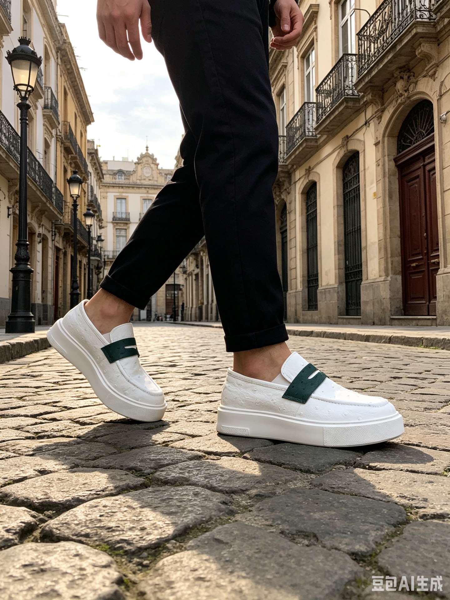Ostrich Leather White Casual Shoes F073 photo 5