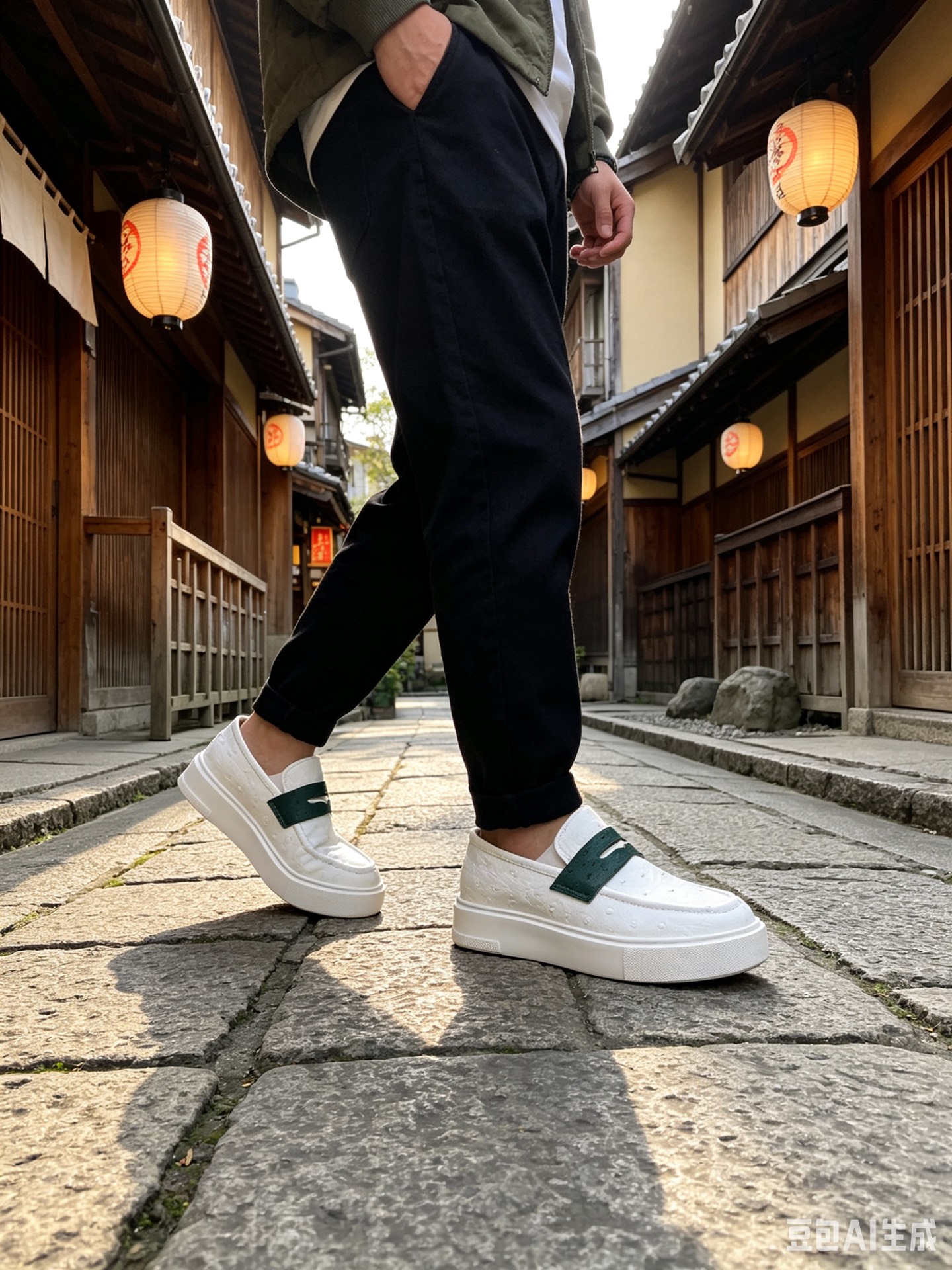 Ostrich Leather White Casual Shoes F073 photo 6