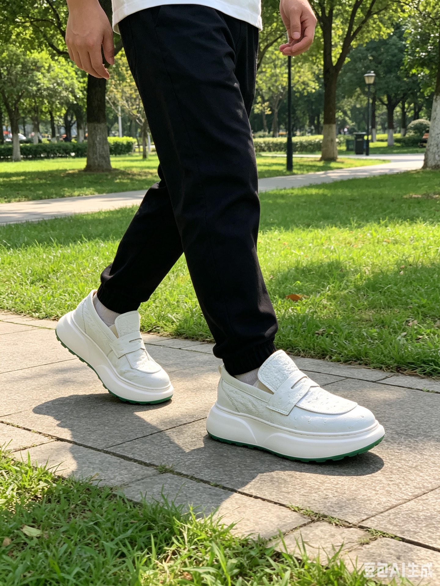 Ostrich Leather White Spring-Summer Casual Shoes F074 photo 3