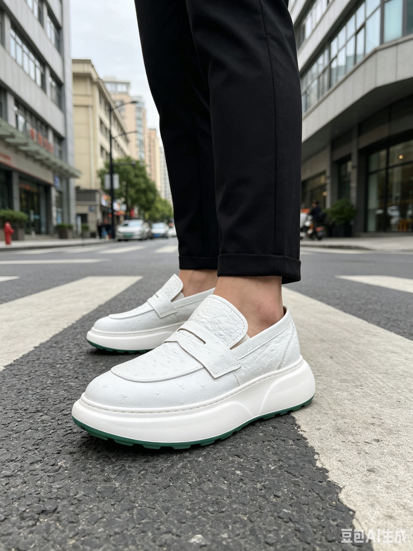 Ostrich Leather White Spring-Summer Casual Shoes F074 photo 4
