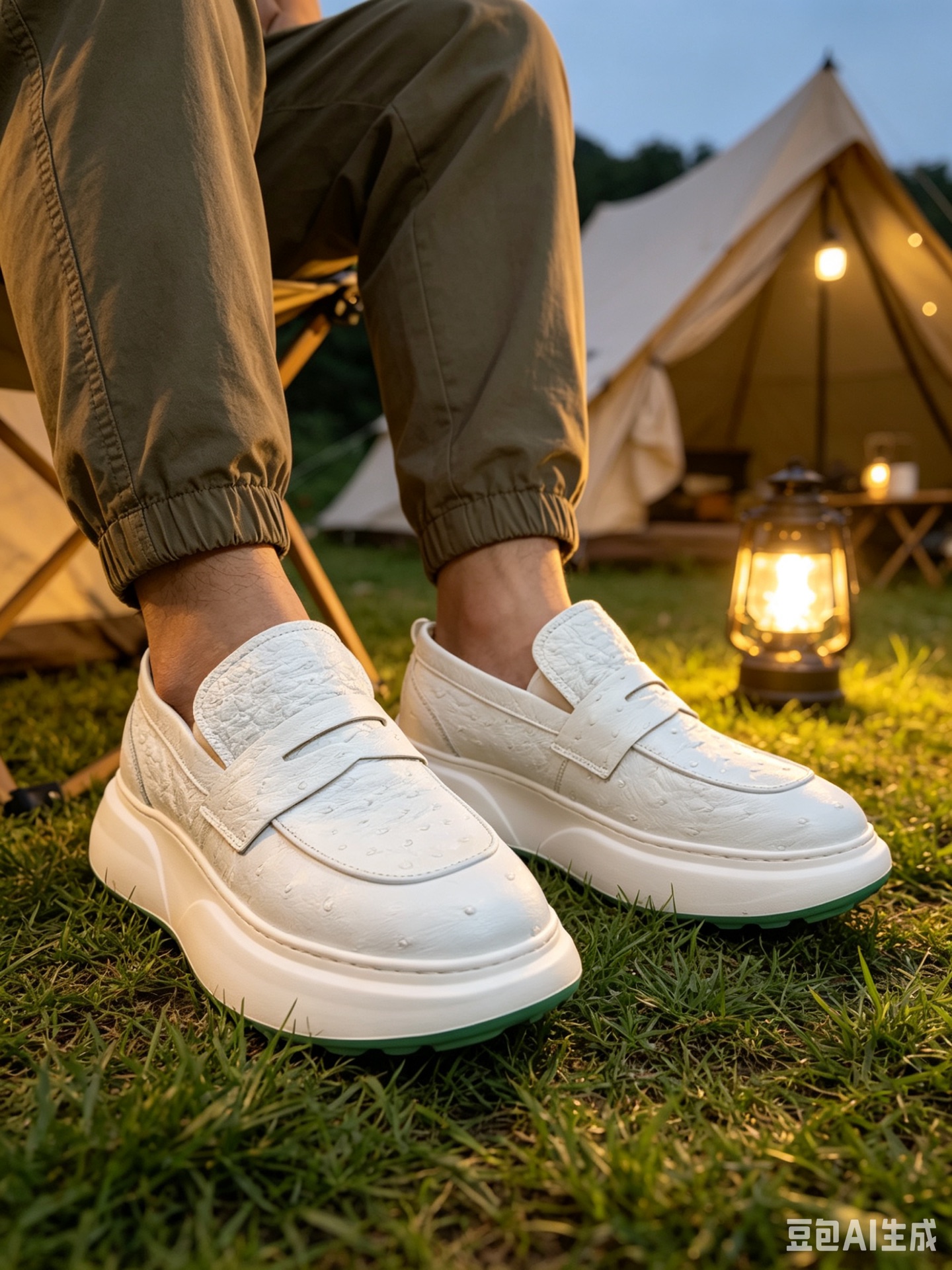 Ostrich Leather White Spring-Summer Casual Shoes F074 photo 6