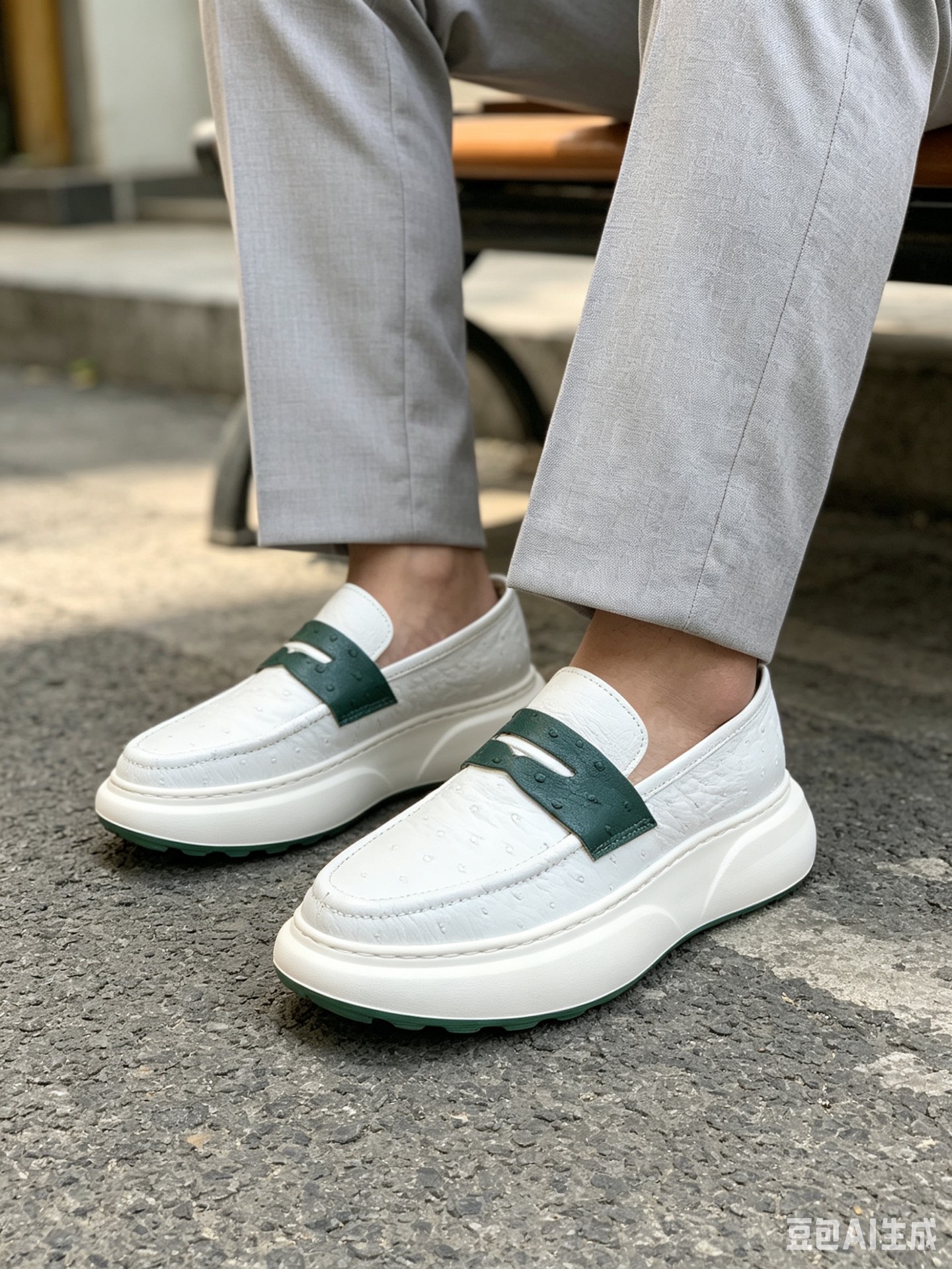 Ostrich Leather Spring-Summer Casual Shoes F075 photo 8