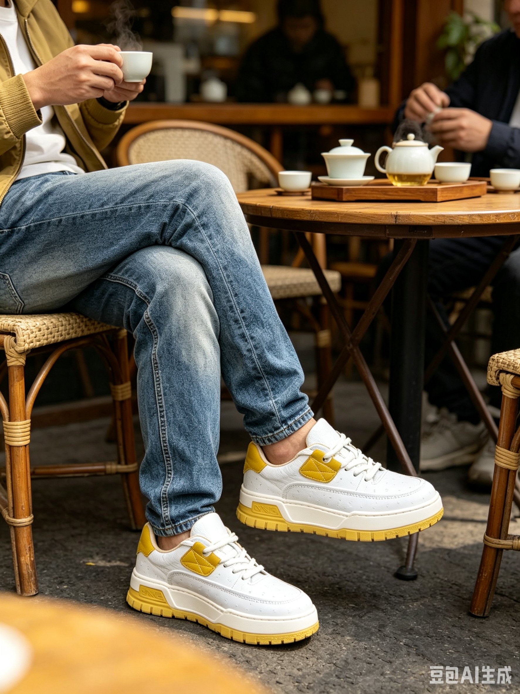 Ostrich Leather Low-Top Sneakers F077