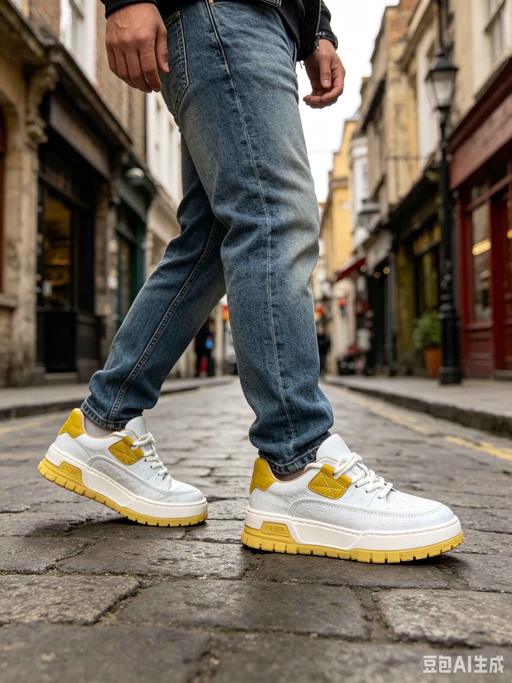 Ostrich Leather Low-Top Sneakers F077
