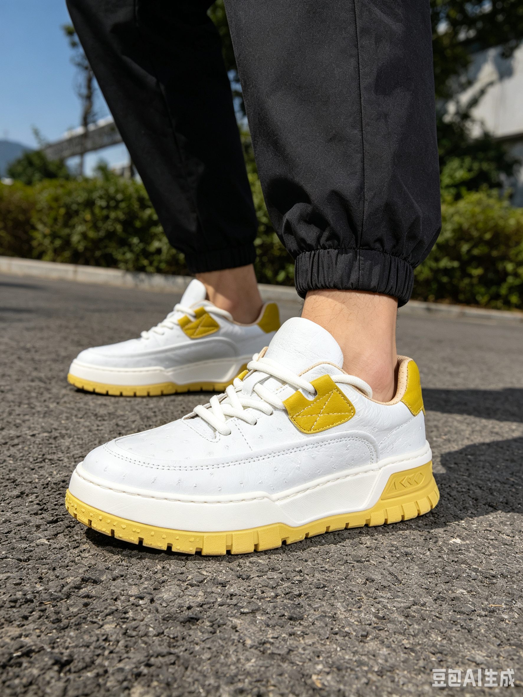 Ostrich Leather Low-Top Sneakers F077 photo 6