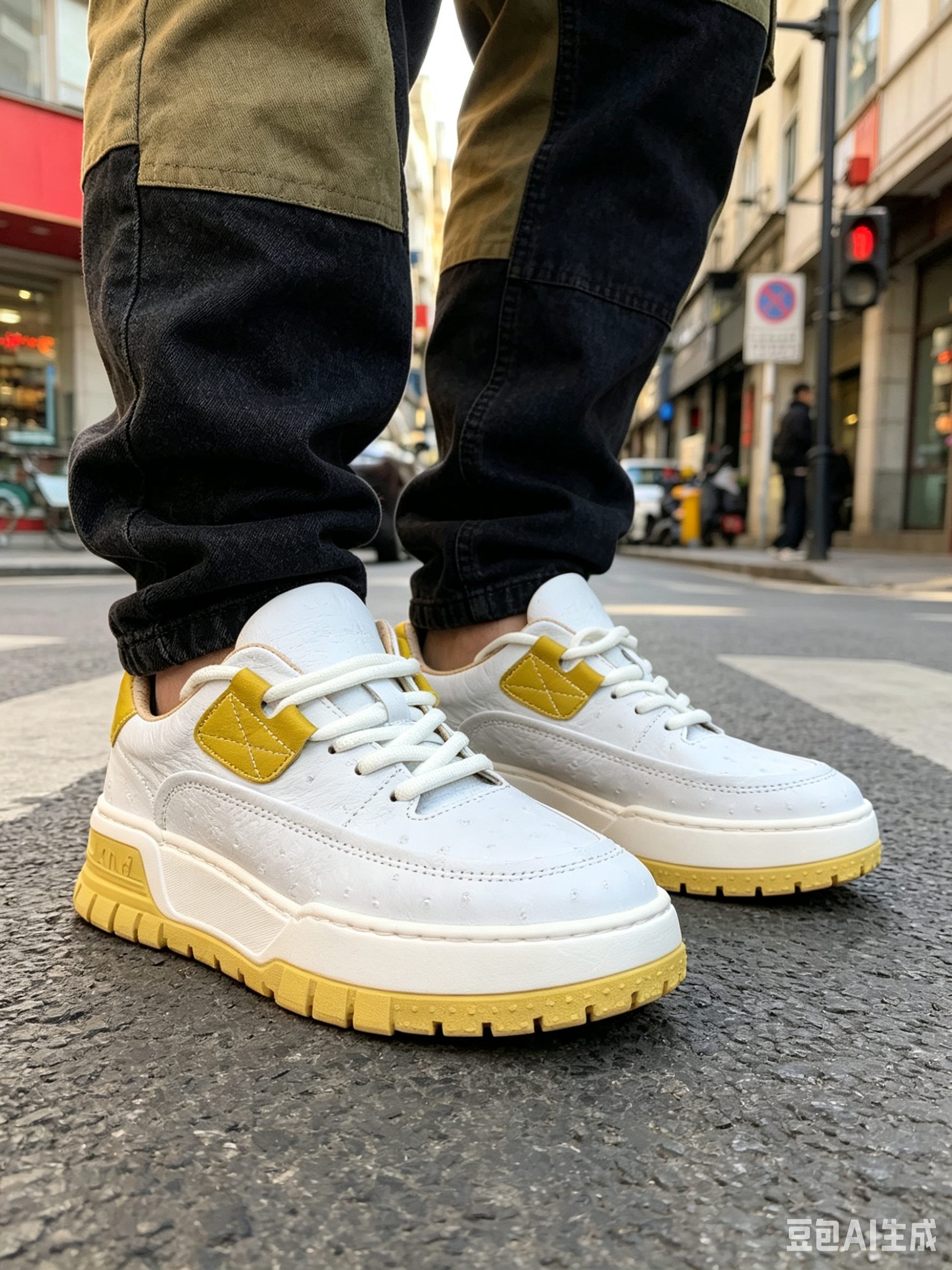 Ostrich Leather Low-Top Sneakers F077 photo 7