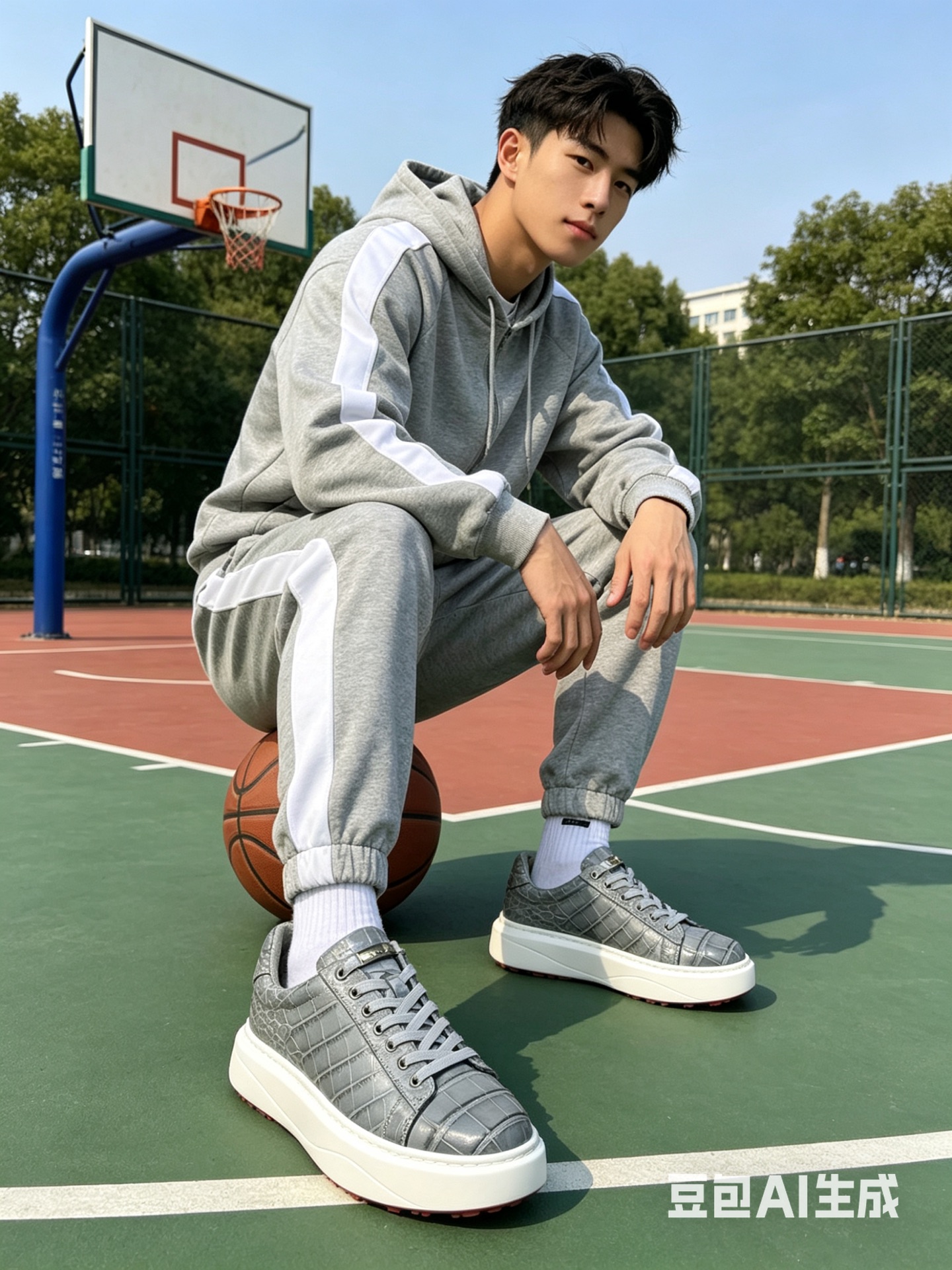Crocodile Leather Washed Sport Casual Low-Top Sneakers F081