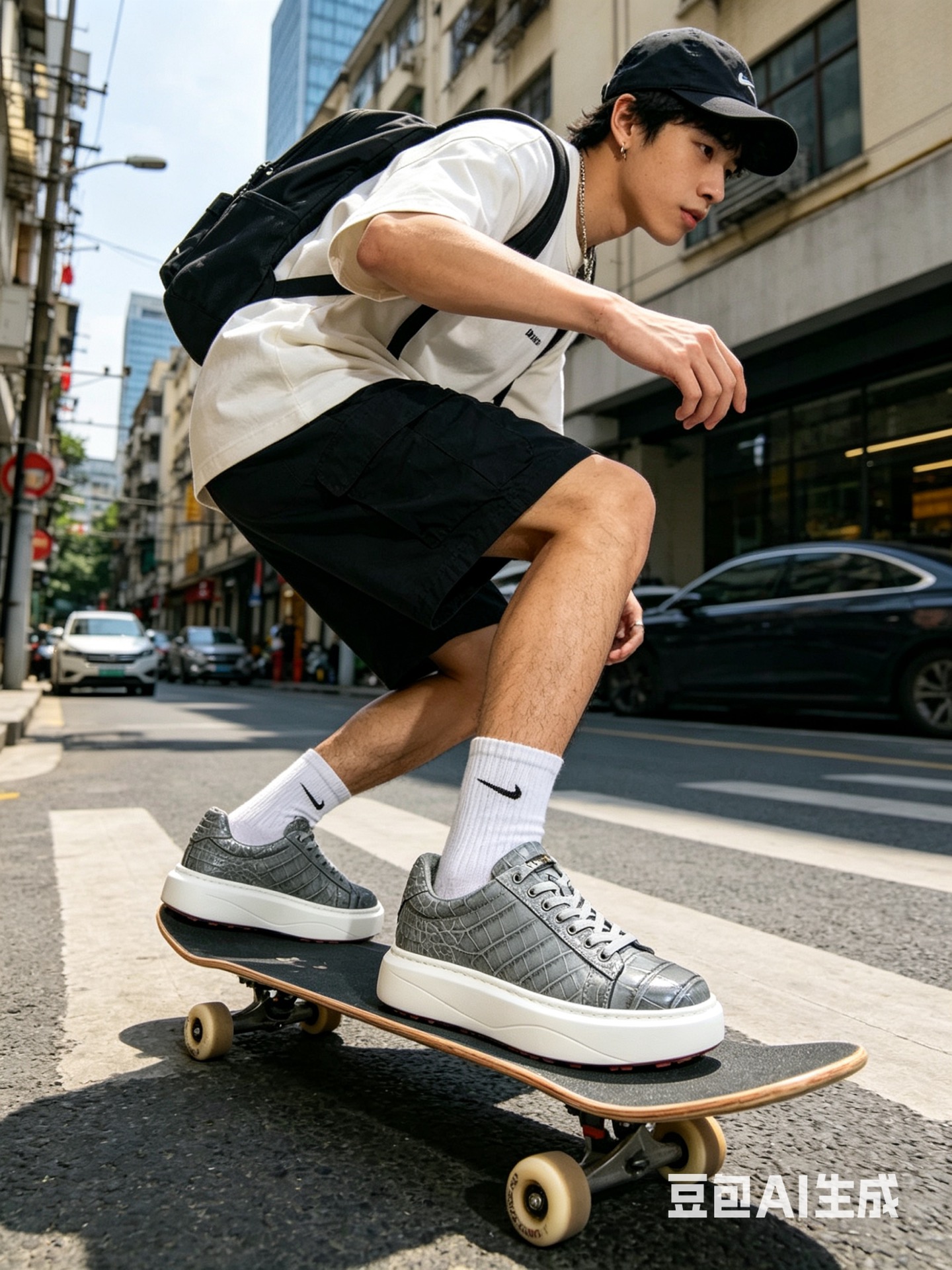 Crocodile Leather Washed Sport Casual Low-Top Sneakers F081 photo 4