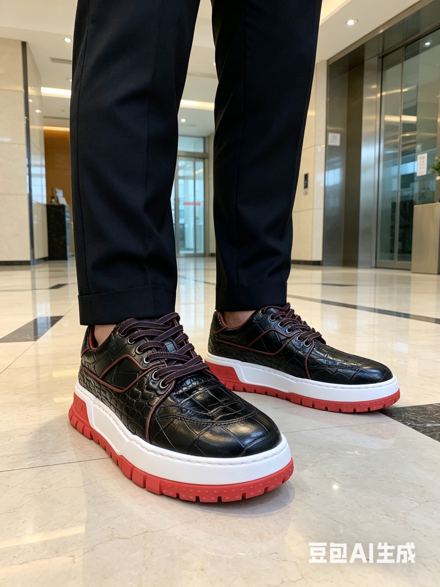 Crocodile Leather Low-Top Sneakers F085 photo 4