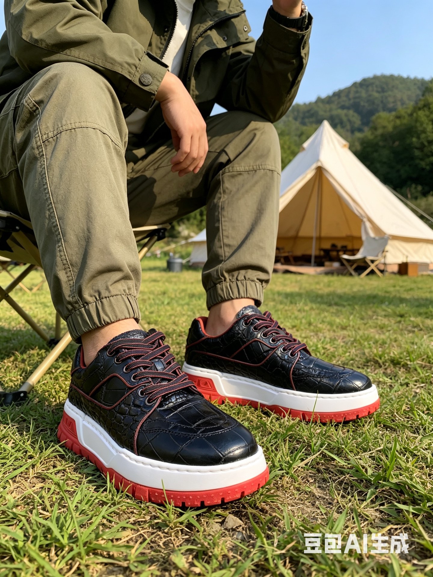 Crocodile Leather Low-Top Sneakers F085 photo 5