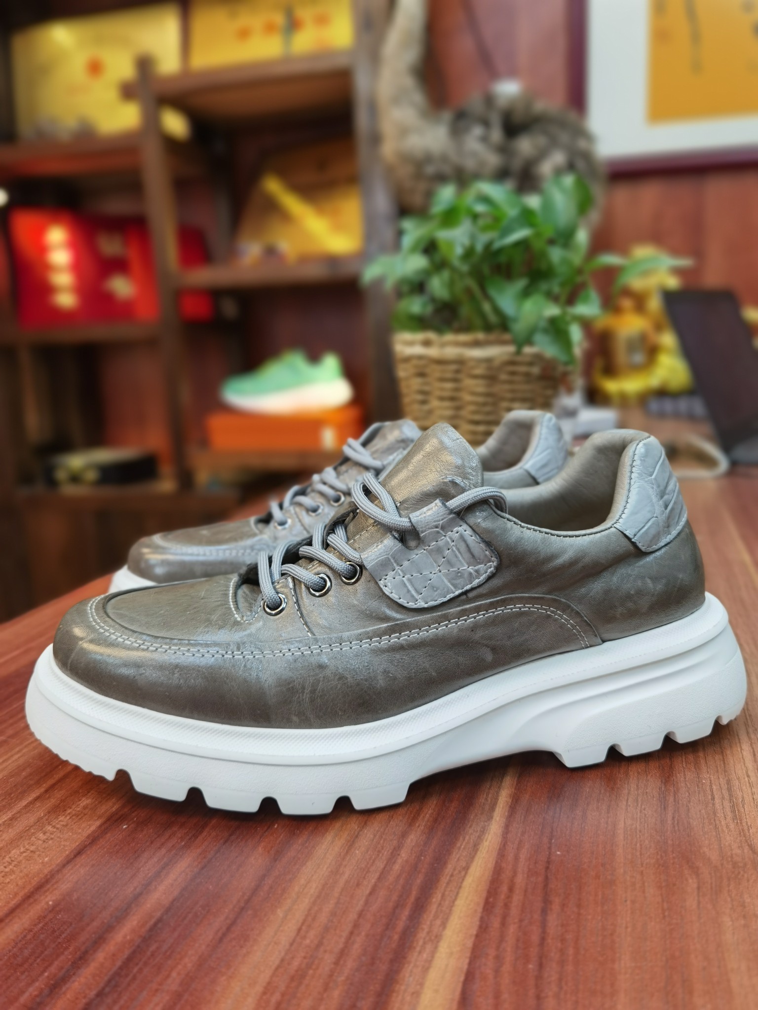 Alligator Leather Men's XL Sole Washed Spring-Summer Casual Shoes F091