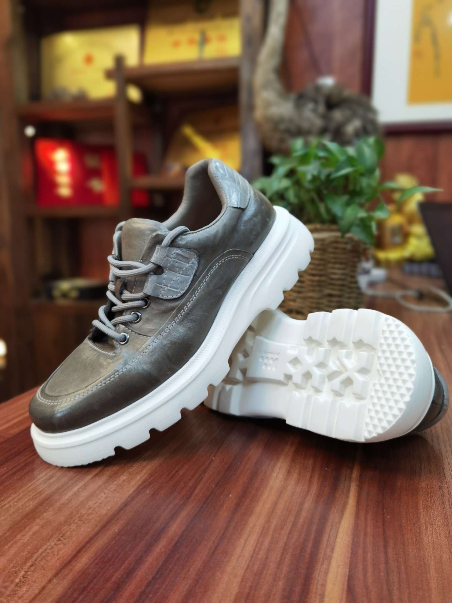 Alligator Leather Men's XL Sole Washed Spring-Summer Casual Shoes F091