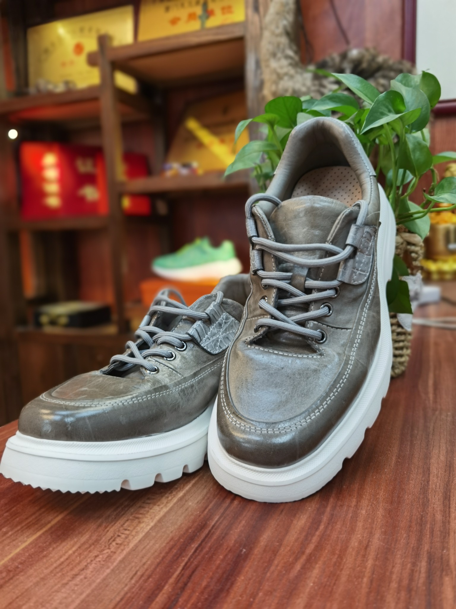 Alligator and Kangaroo Leather Men's Washed XL Sole Chunky Sneakers FAS002 photo 3