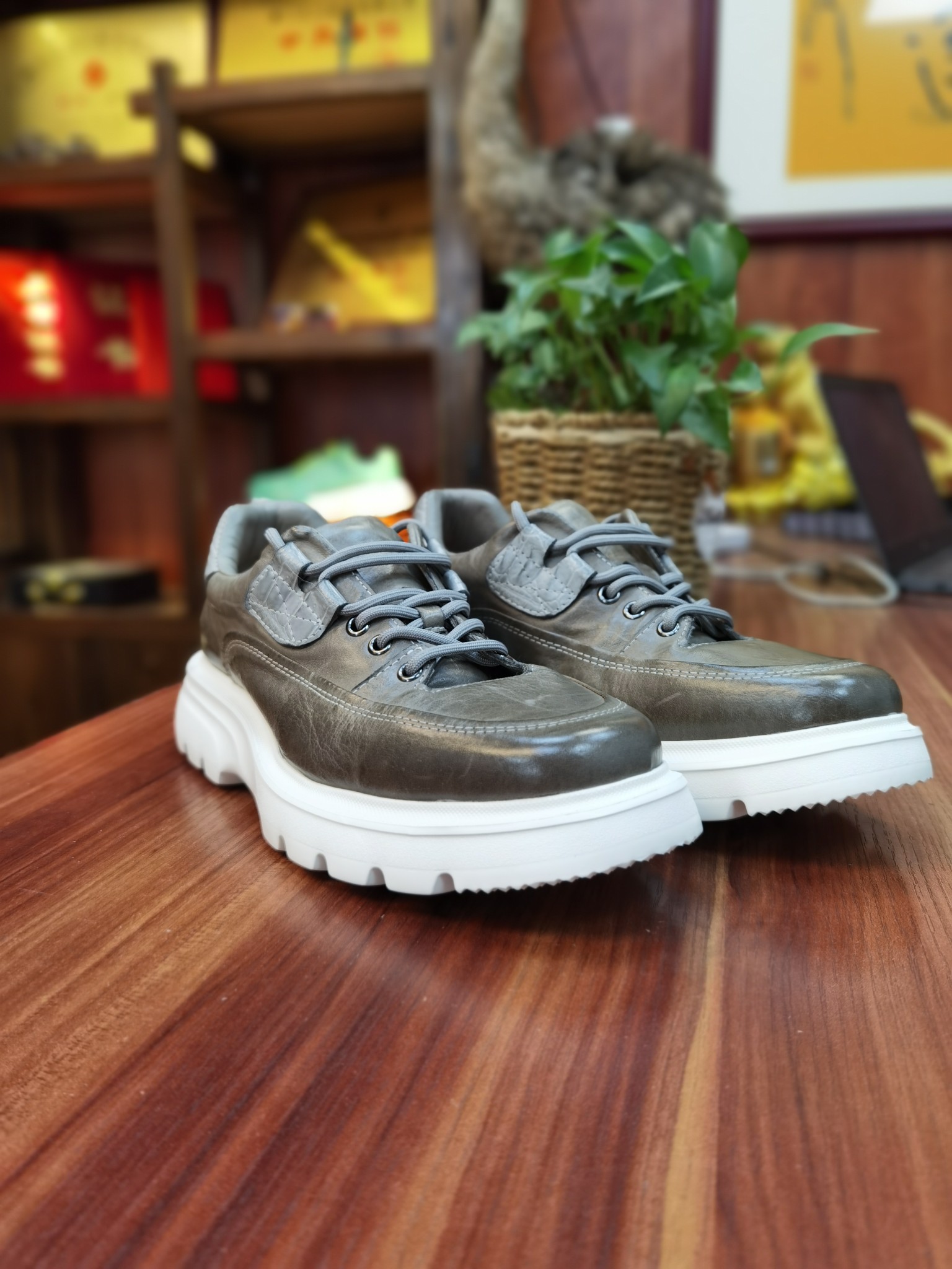 Alligator and Kangaroo Leather Men's Washed XL Sole Chunky Sneakers FAS002 photo 4