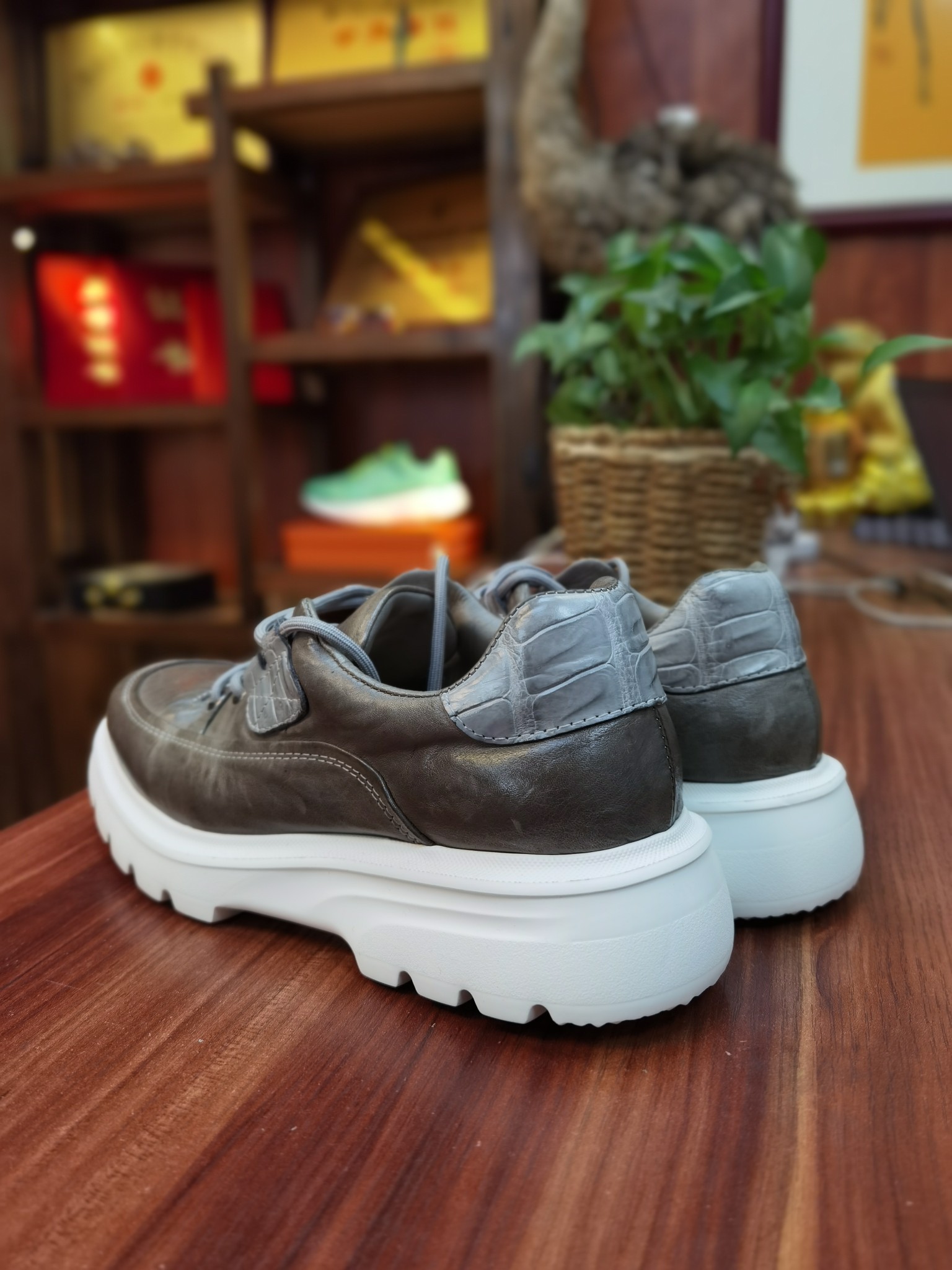 Alligator and Kangaroo Leather Men's Washed XL Sole Chunky Sneakers FAS002 image 6