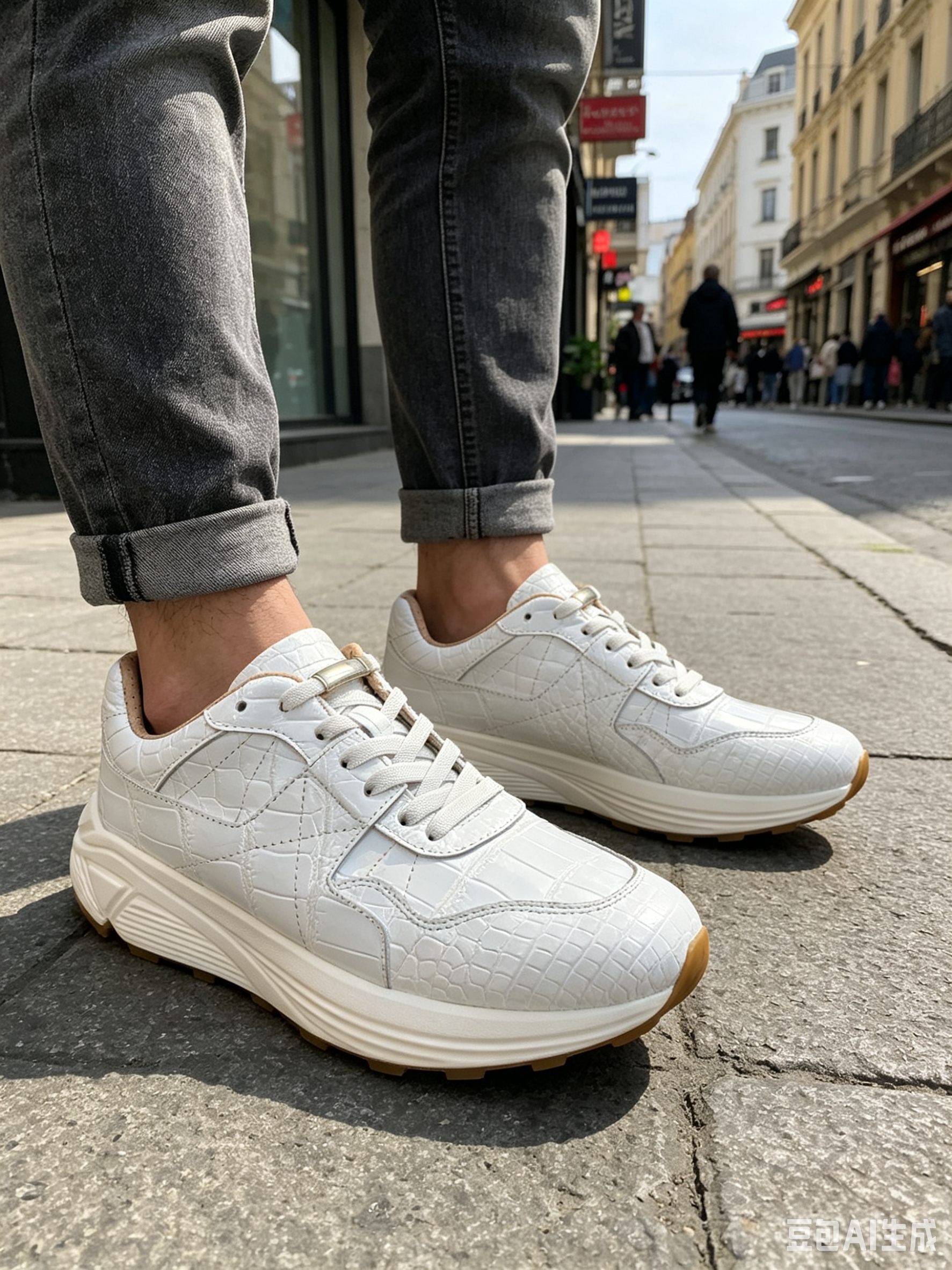 Crocodile Leather White Handmade Shoes FCS002