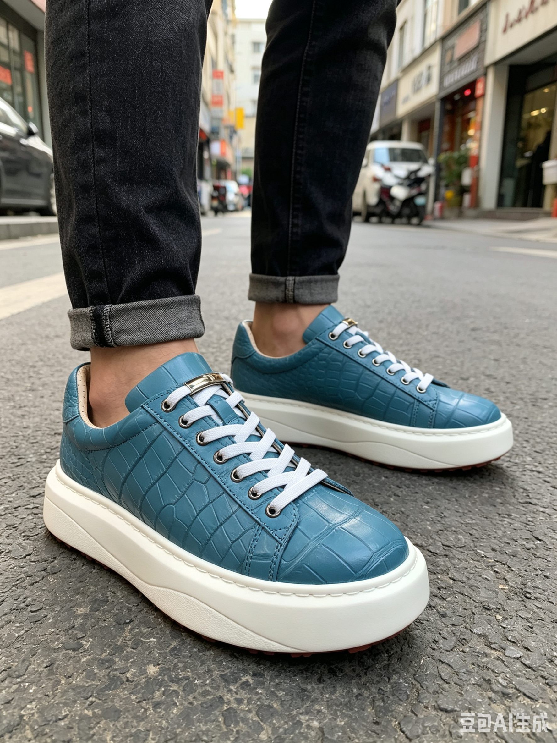 Crocodile Leather Matte Water-Dyed Low-Top Sneakers FCS009