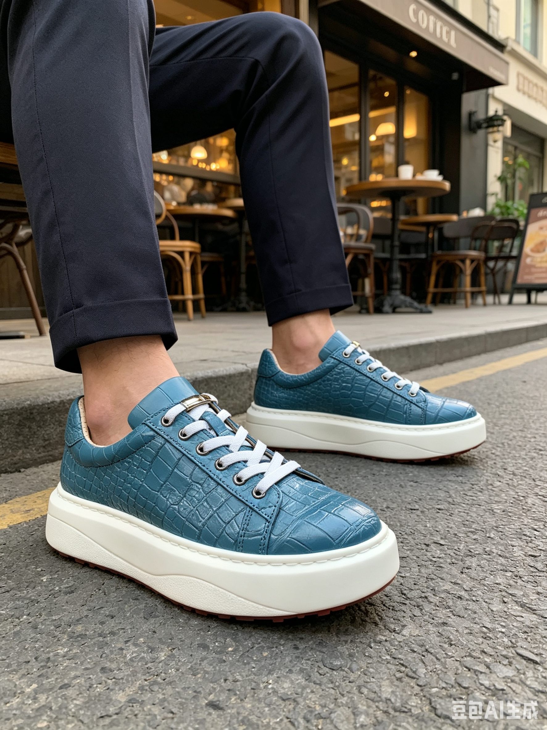 Crocodile Leather Matte Water-Dyed Low-Top Sneakers FCS009 photo 6