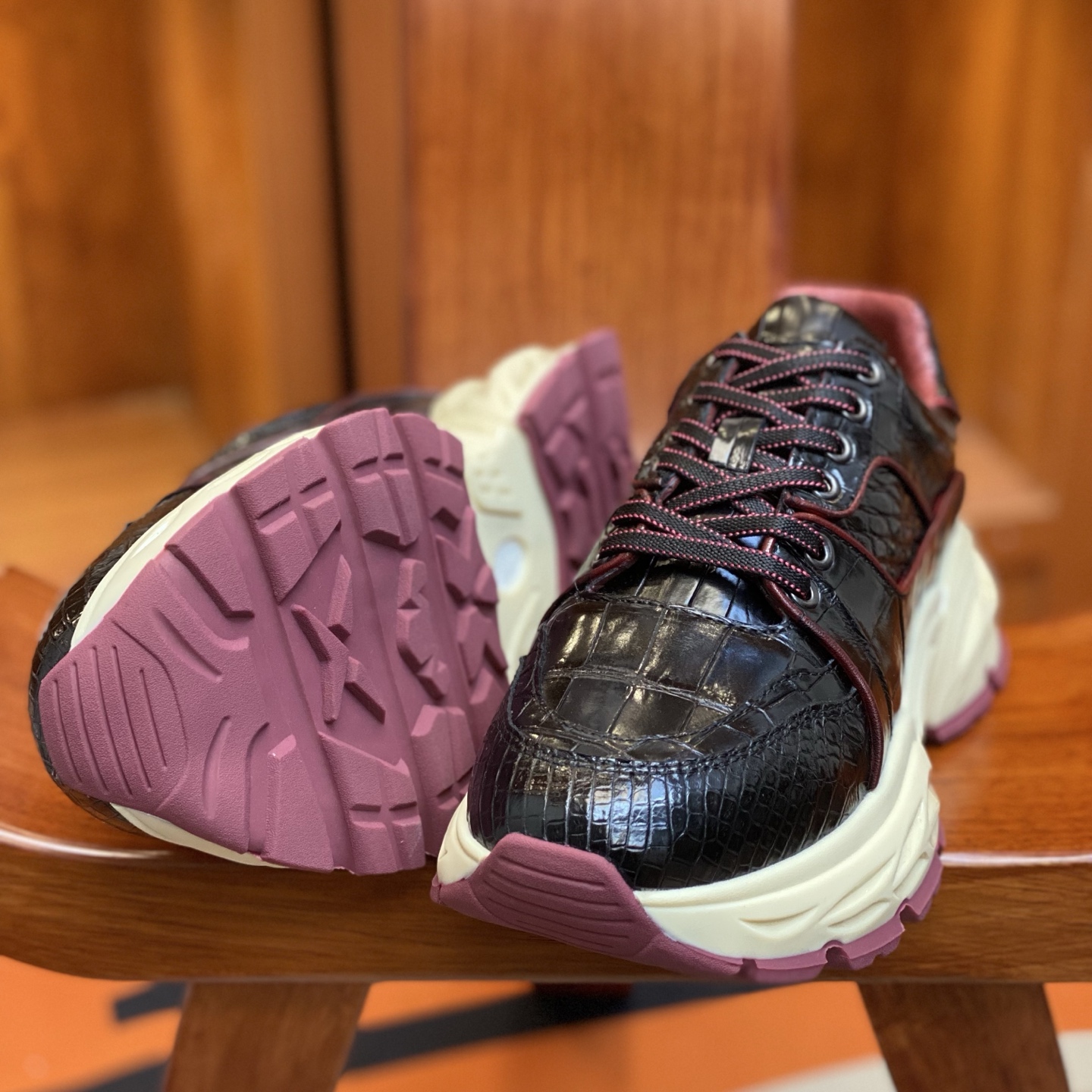 Crocodile Leather Belly Cut Water-Dyed EVA Sole Sport Casual Shoes FCS013 photo 2