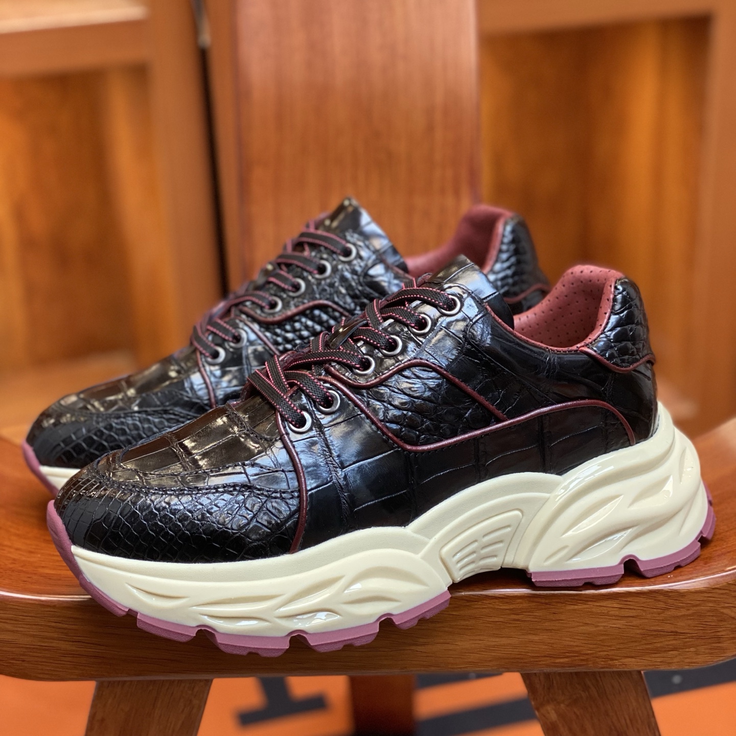 Crocodile Leather Belly Cut Water-Dyed EVA Sole Sport Casual Shoes FCS013 photo 3