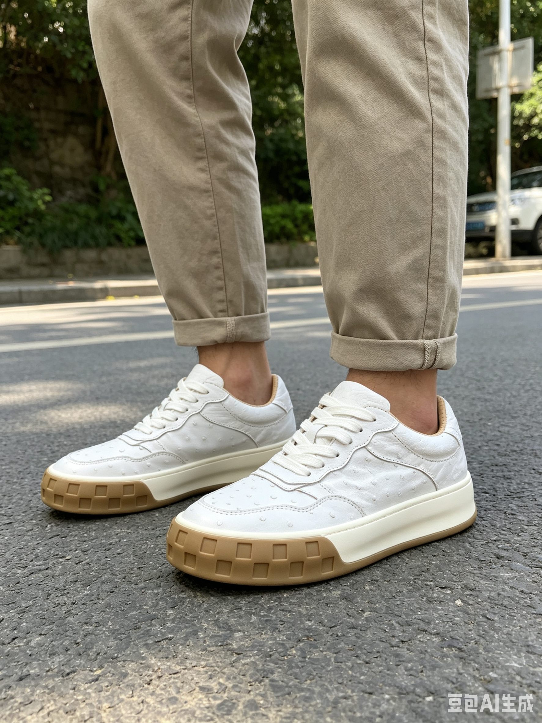 Ostrich Leather Studded Casual Shoes FOS006 image 4