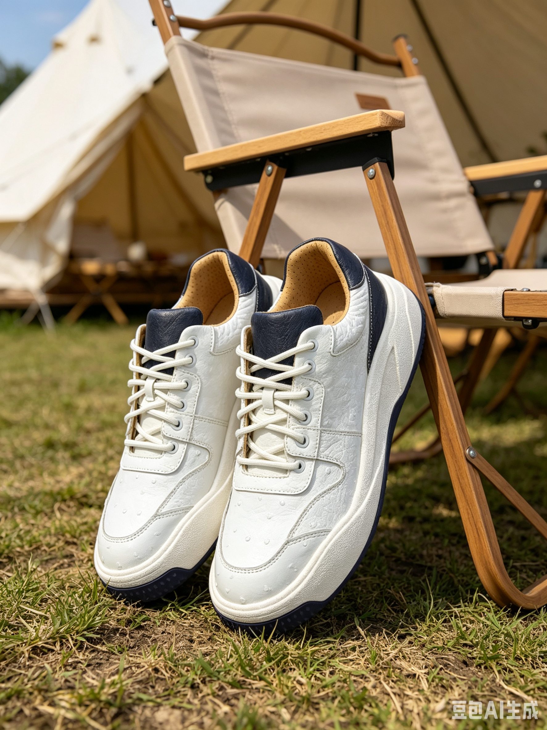Ostrich Leather White Classic Low-Top Sneakers FOS009
