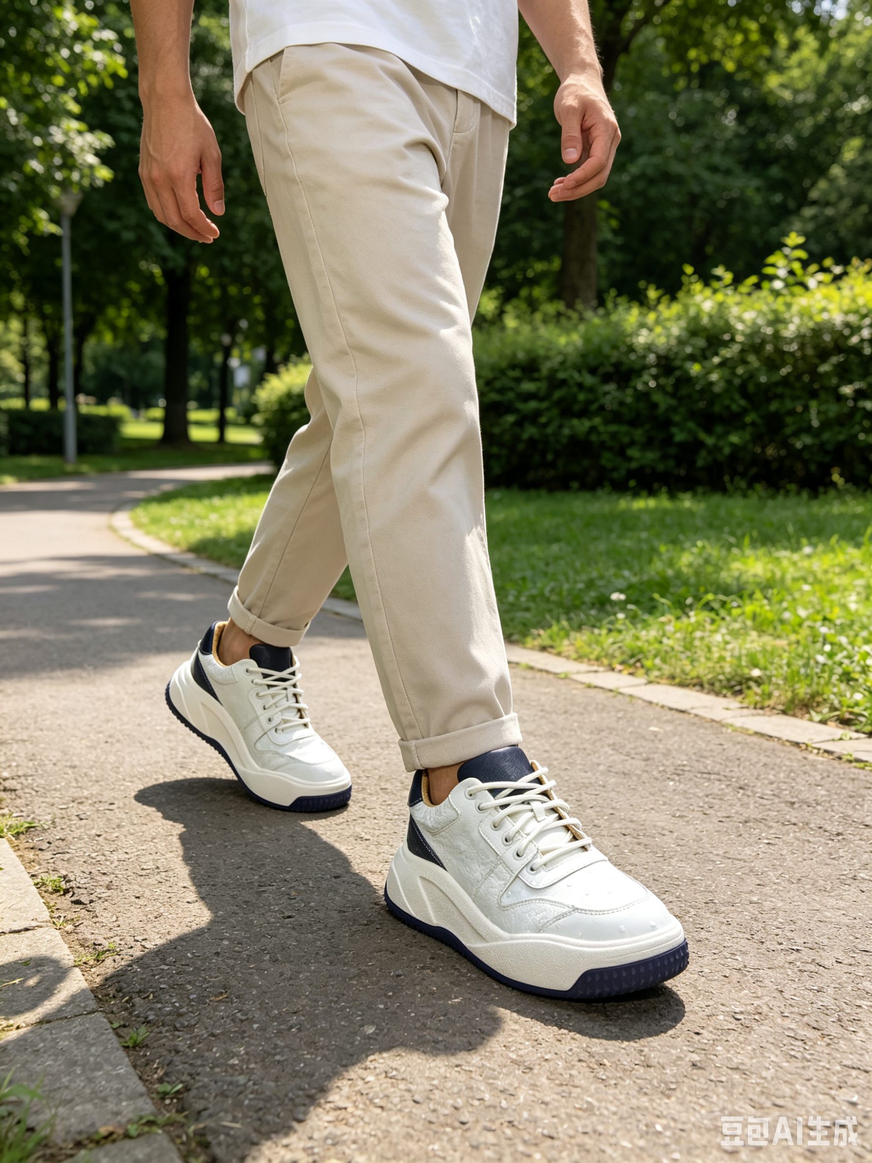 Ostrich Leather White Classic Low-Top Sneakers FOS009 photo 3