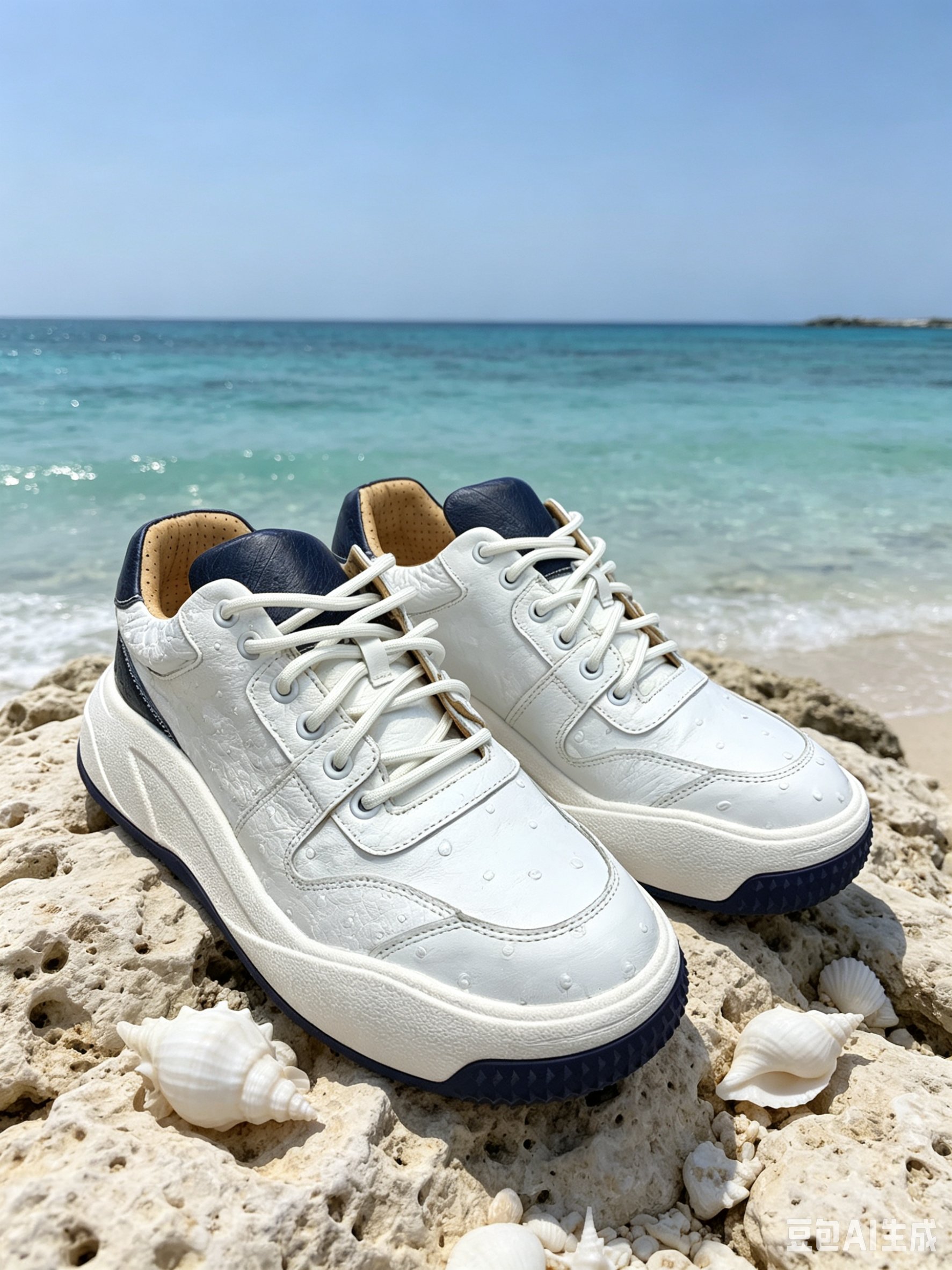 Ostrich Leather White Classic Low-Top Sneakers FOS009 photo 5