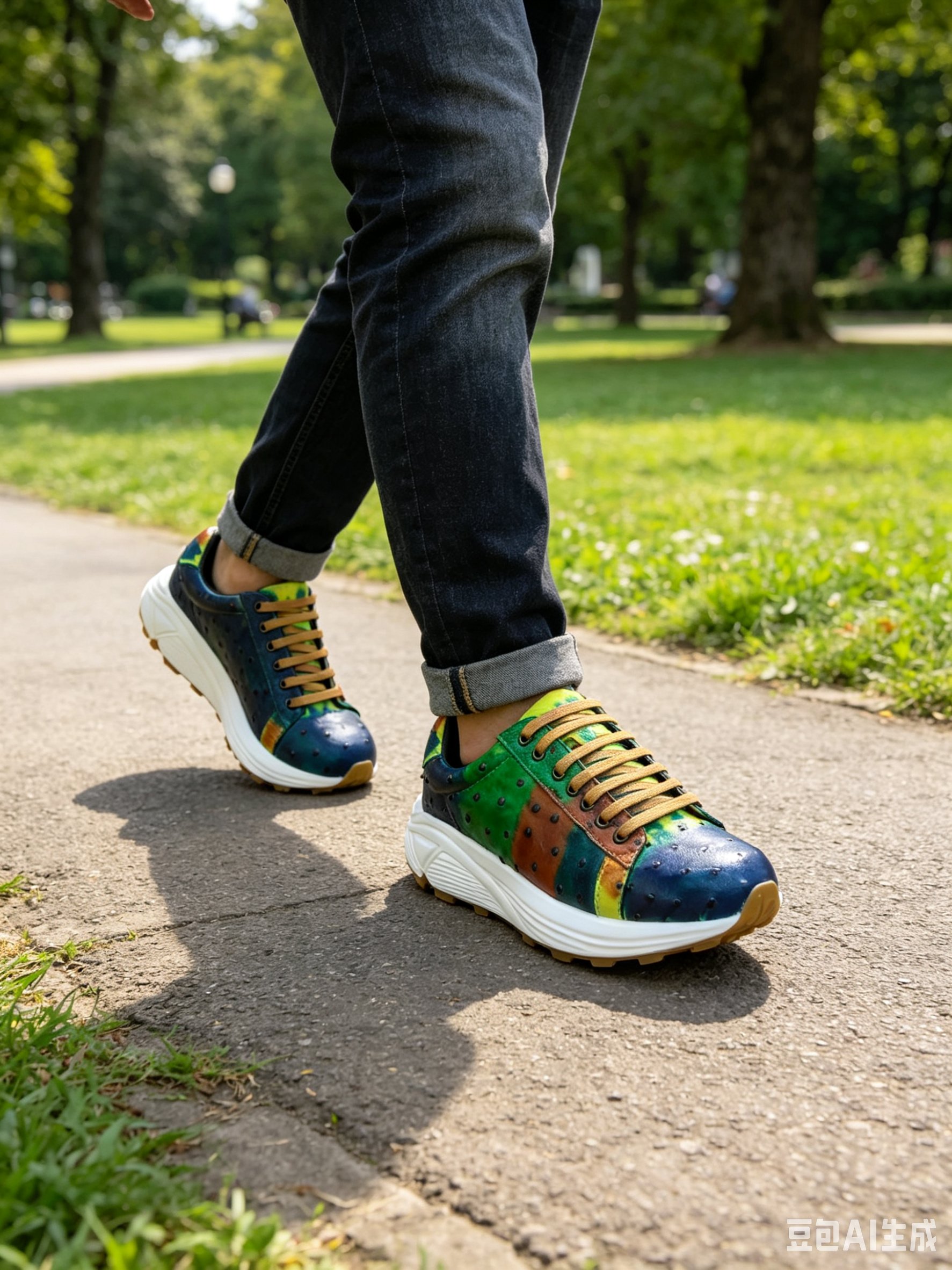 Ostrich Leather Graffiti Casual Shoes FOS010