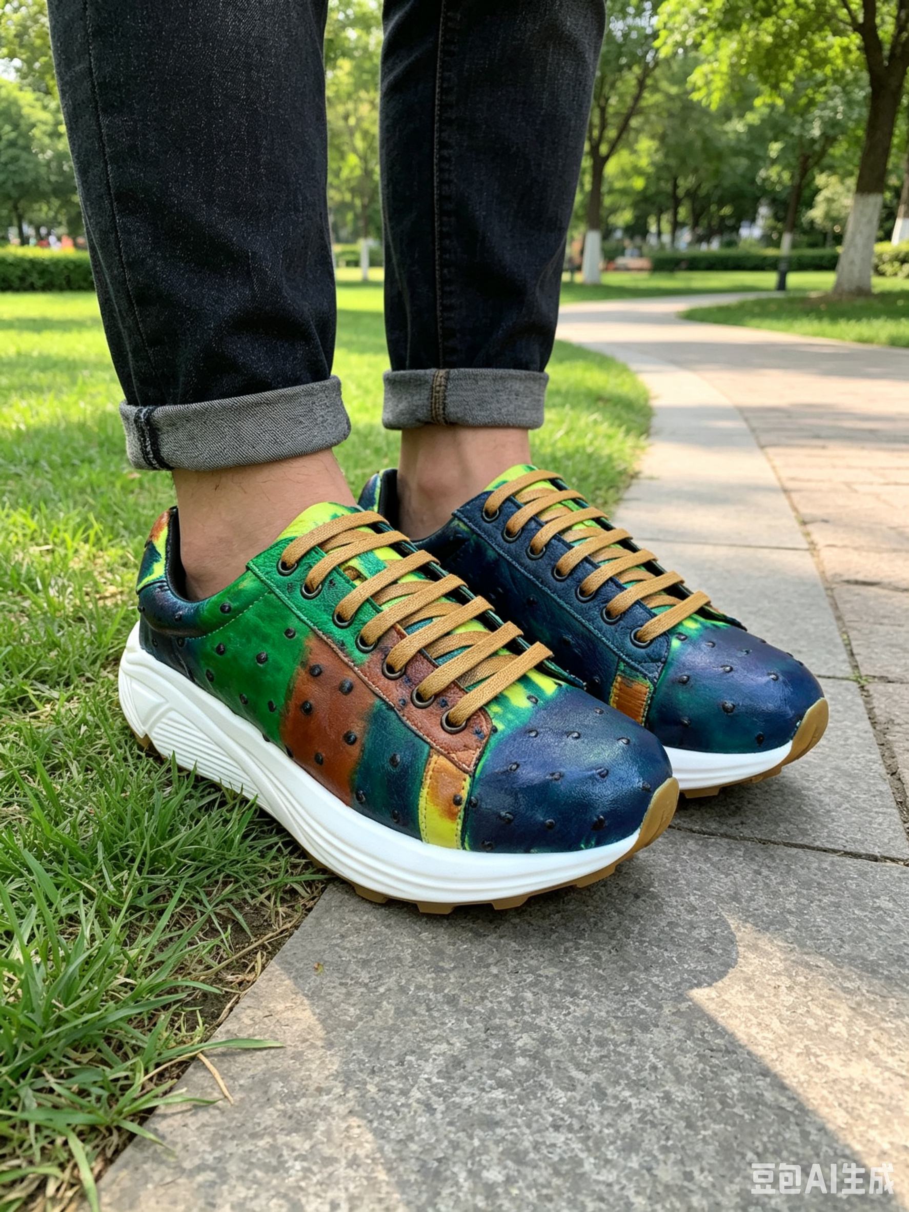 Ostrich Leather Graffiti Casual Shoes FOS010 photo 4