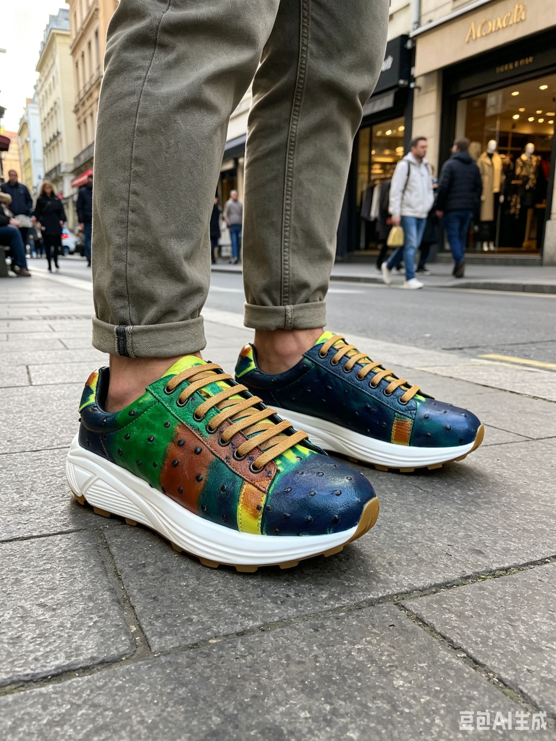 Ostrich Leather Graffiti Casual Shoes FOS010 photo 5