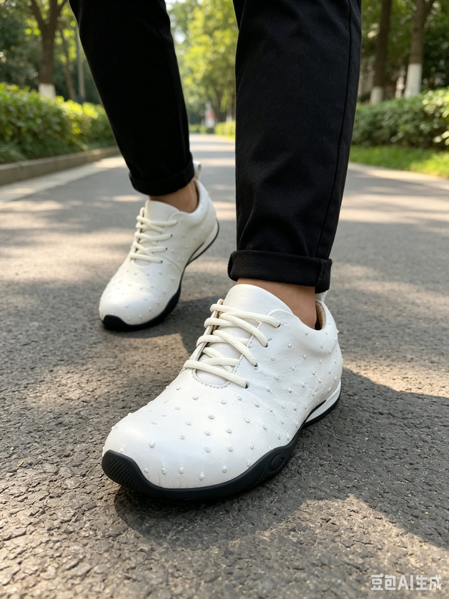 Ostrich Leather Studded Custom Casual Shoes FOS013