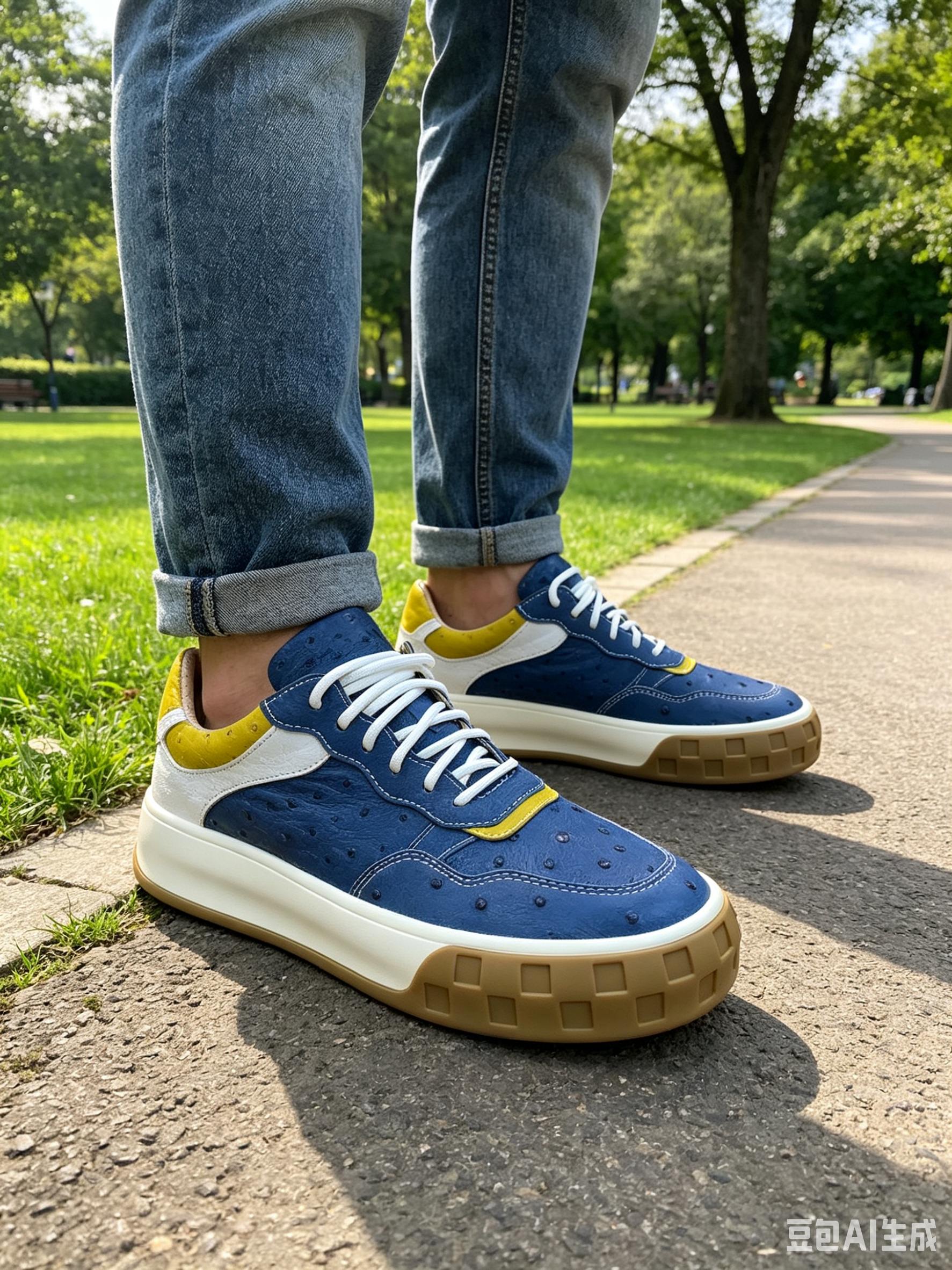 Ostrich Leather Low-Top Sneakers FOS016 photo 3