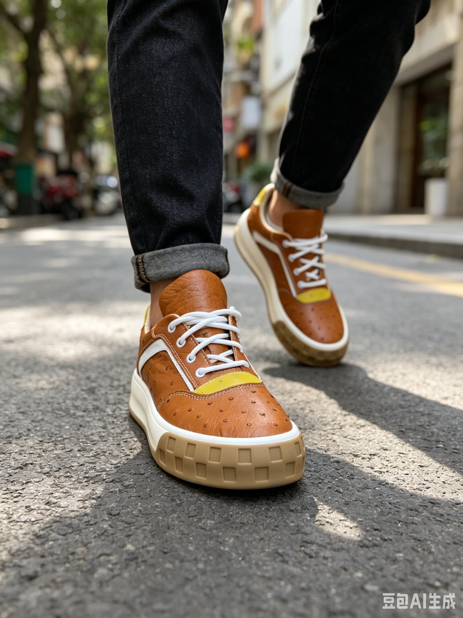 Ostrich Leather Studded Casual Shoes FOS017