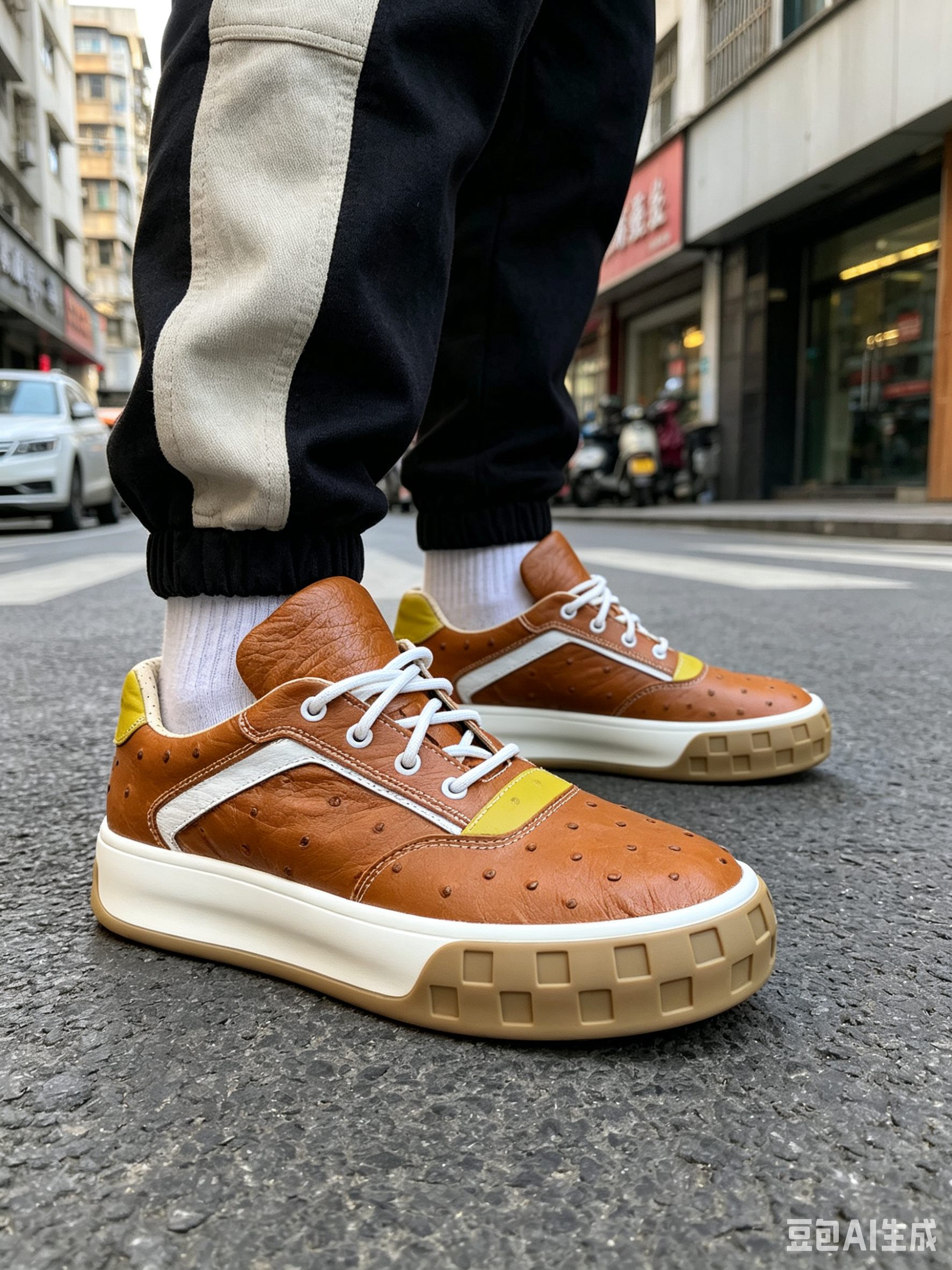 Ostrich Leather Studded Casual Shoes FOS017 photo 4