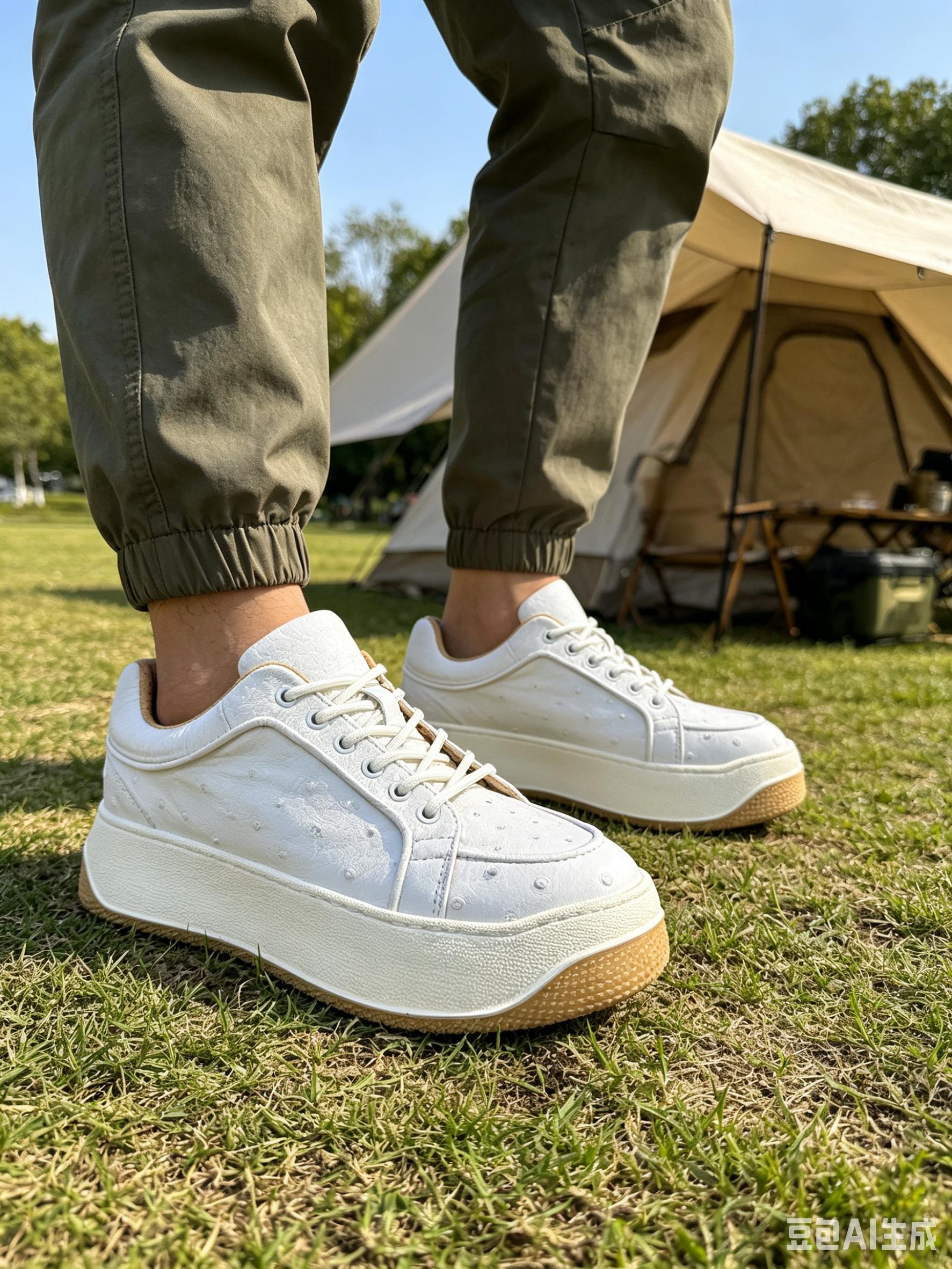 Ostrich Leather Biscuit Sole Popular Low-Top Sneakers FOS021