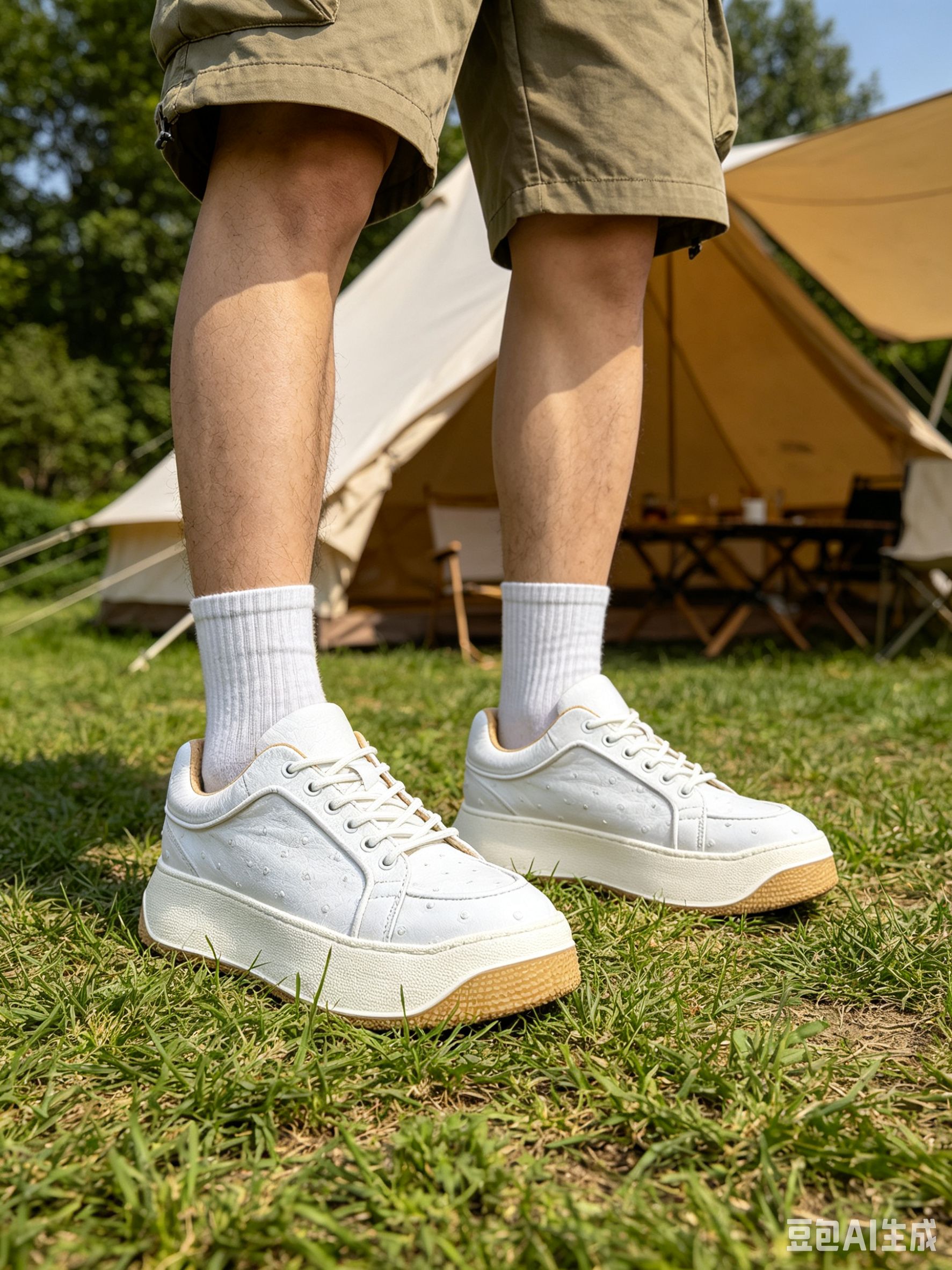 Ostrich Leather Biscuit Sole Popular Low-Top Sneakers FOS021 photo 6