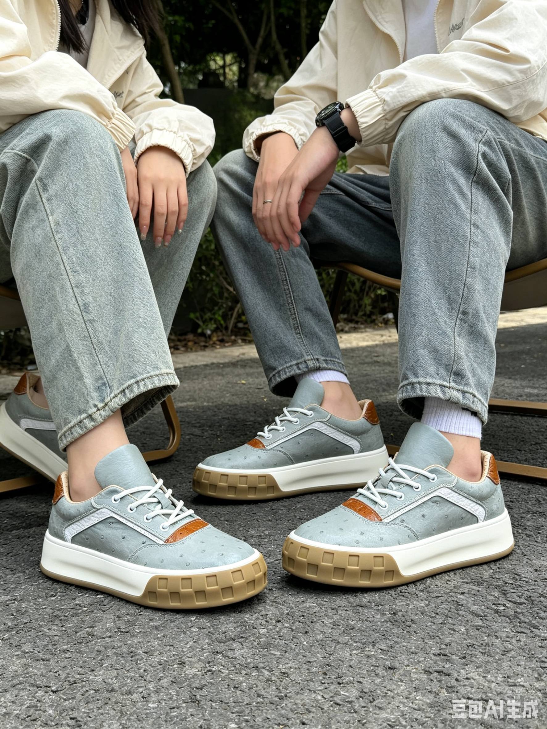 Ostrich Leather Classic Low-Top Sneakers FOS022