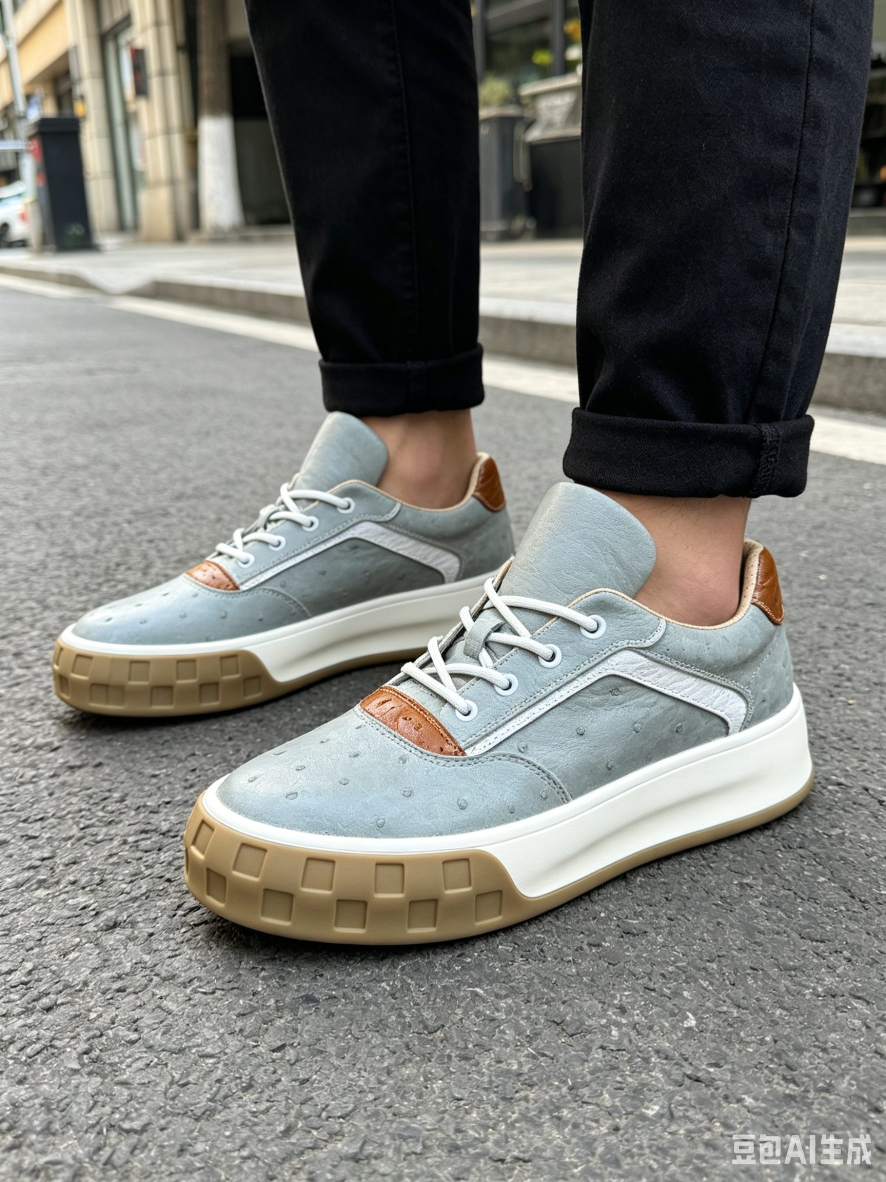 Ostrich Leather Classic Low-Top Sneakers FOS022