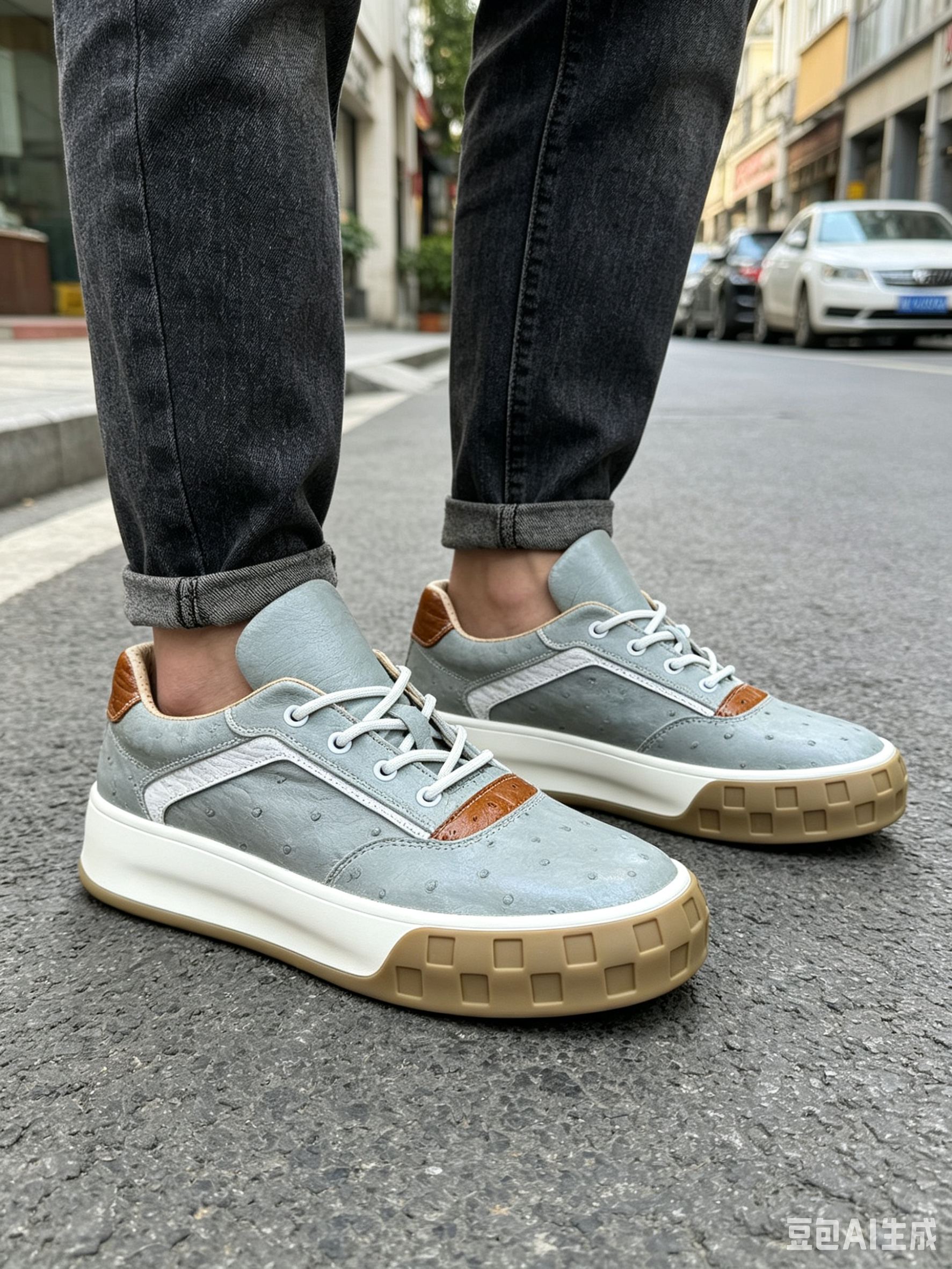 Ostrich Leather Classic Low-Top Sneakers FOS022 photo 5