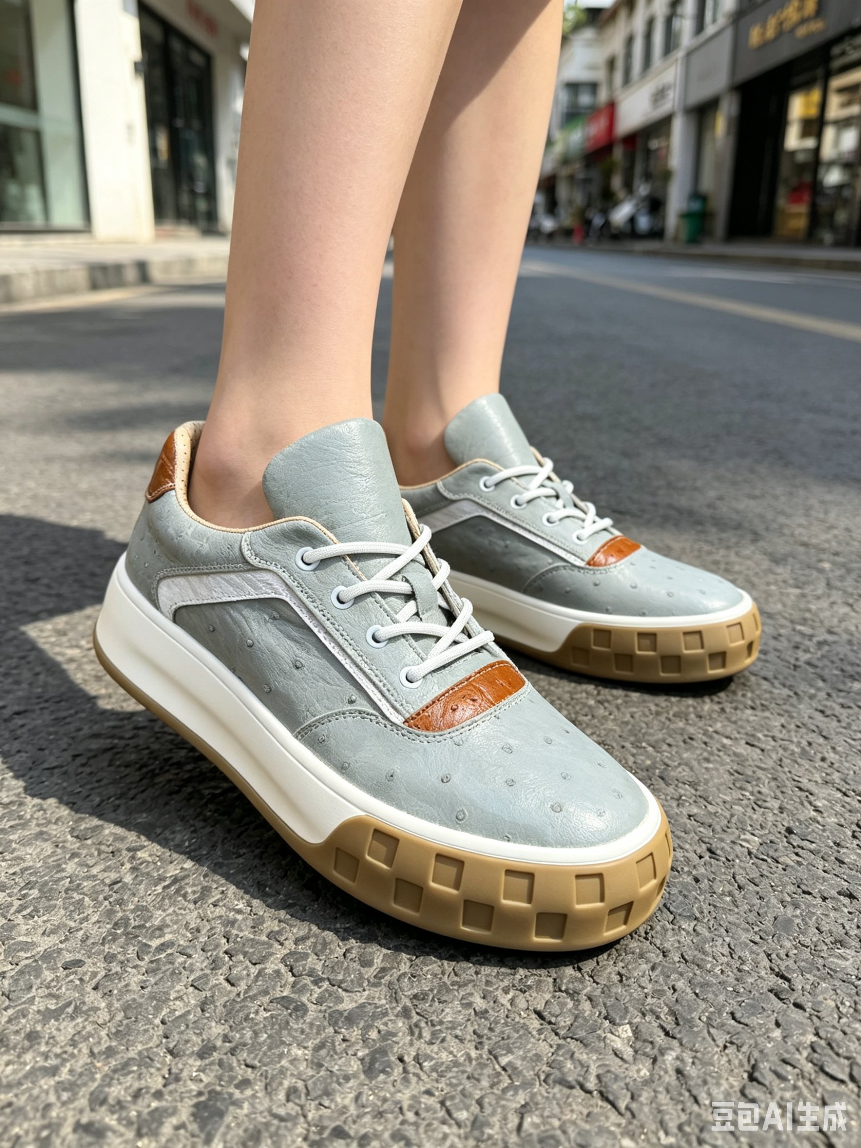 Ostrich Leather Classic Low-Top Sneakers FOS022 photo 6